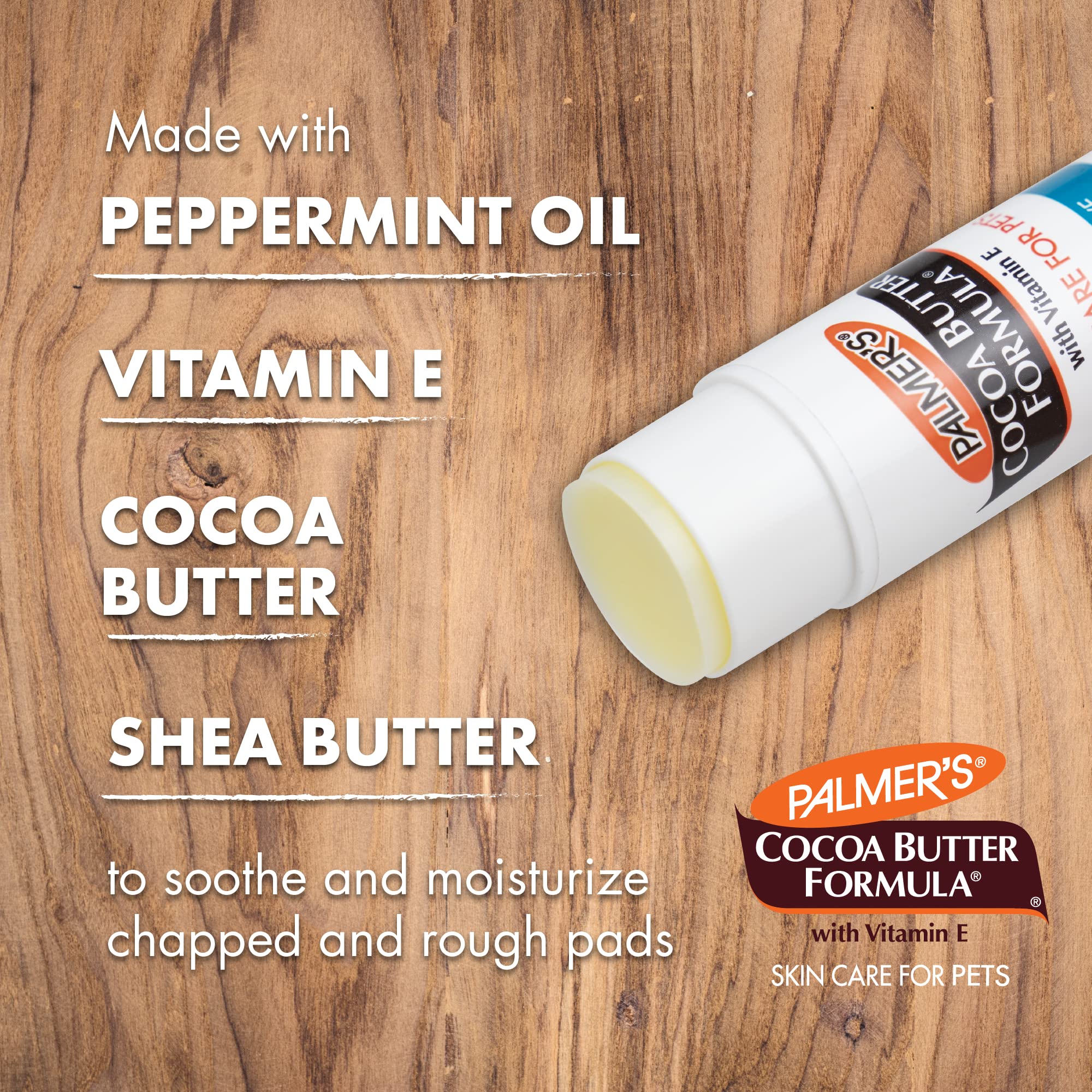 Palmer'S For Pets Cocoa Butter Fragrance Free Intensive Paw Repair Swivel Stick For Dogs | Cocoa Butter Paw Balm With Vitamin E, Peppermint Oil And Shea Butter For Rough & Dry Pads -0.5 Oz (Ff15588)