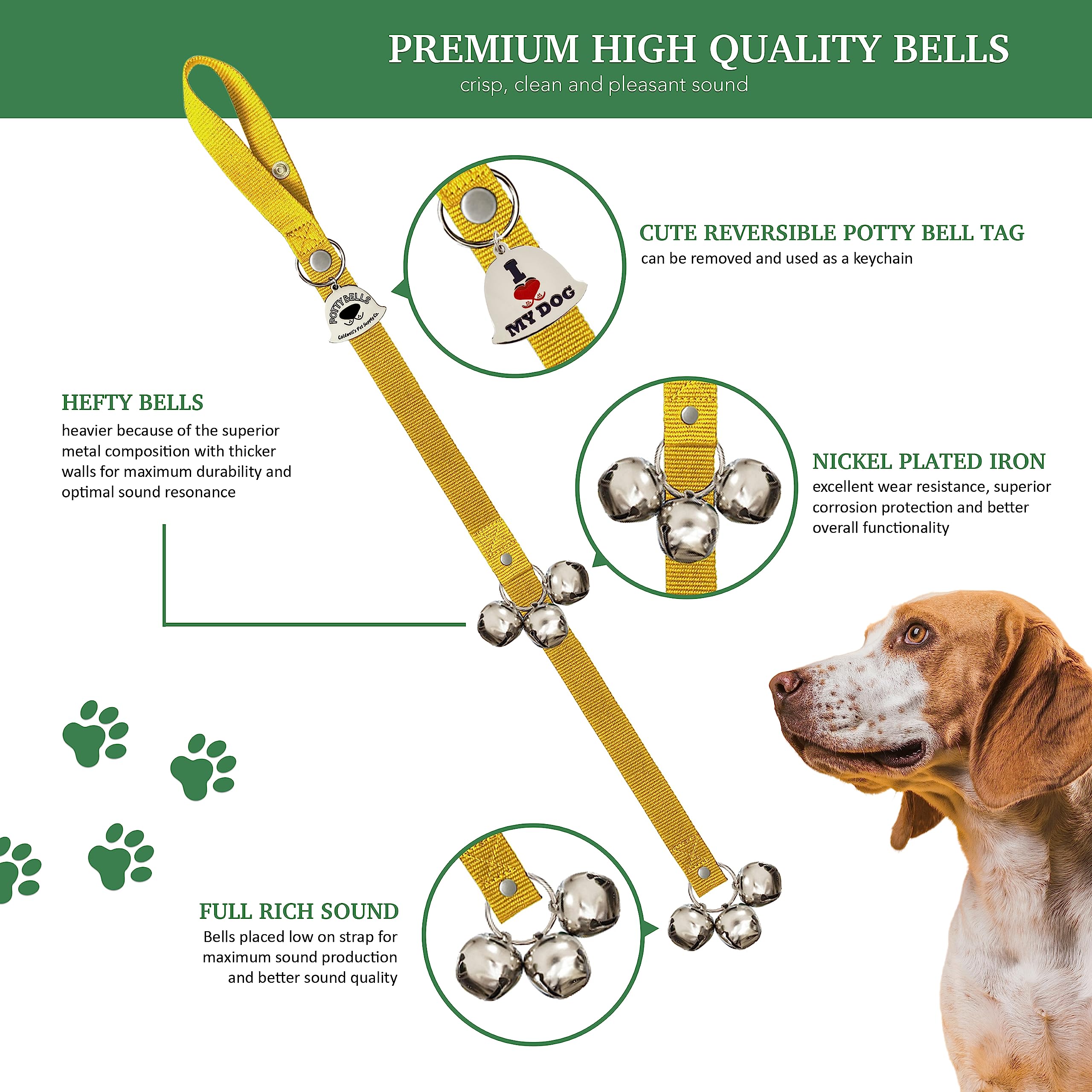 Caldwell'S Dog Potty Bell For Dogs To Ring To Go Outside - The Original Dog Door Bell For Potty Training - Premium Quality Dog Training Tools & New Puppy Essentials