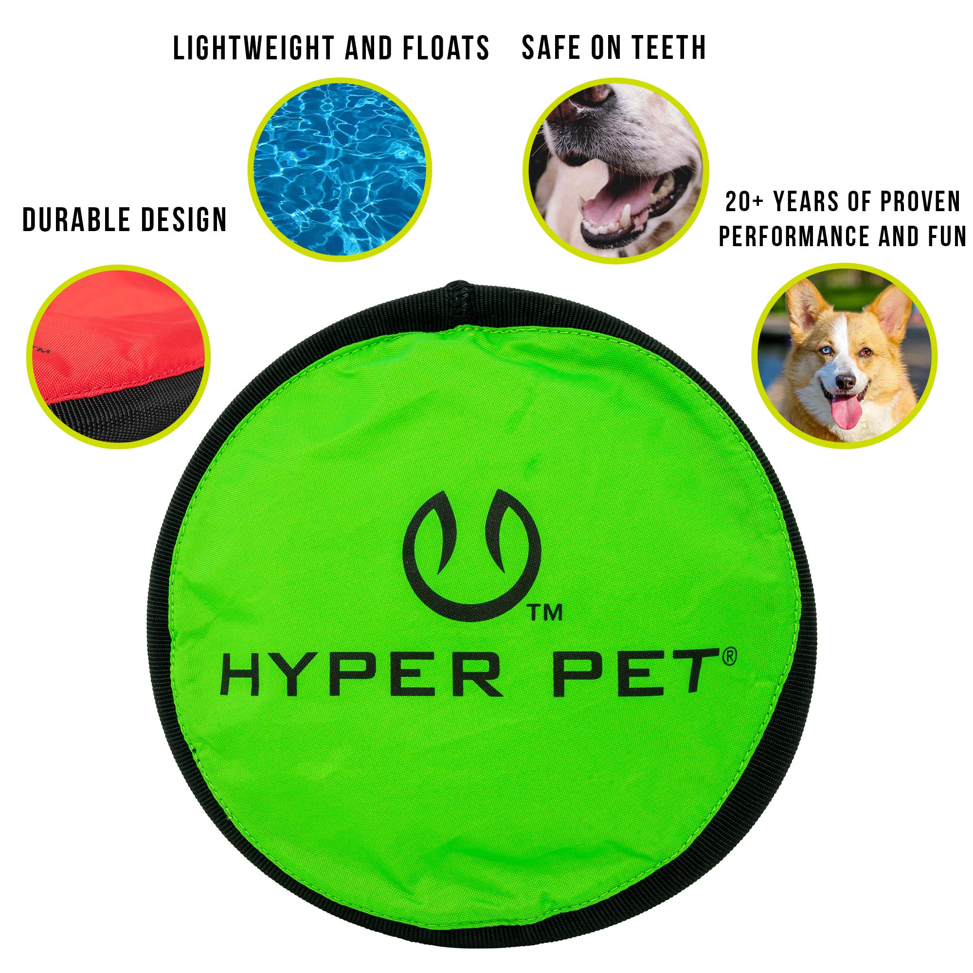 Hyper Pet Flippy Flopper 9'' Flying Disc Soft Dog Toy, Floats In Water & Safe On Teeth, For All Breeds, Pack Of 5 (Colors May Va