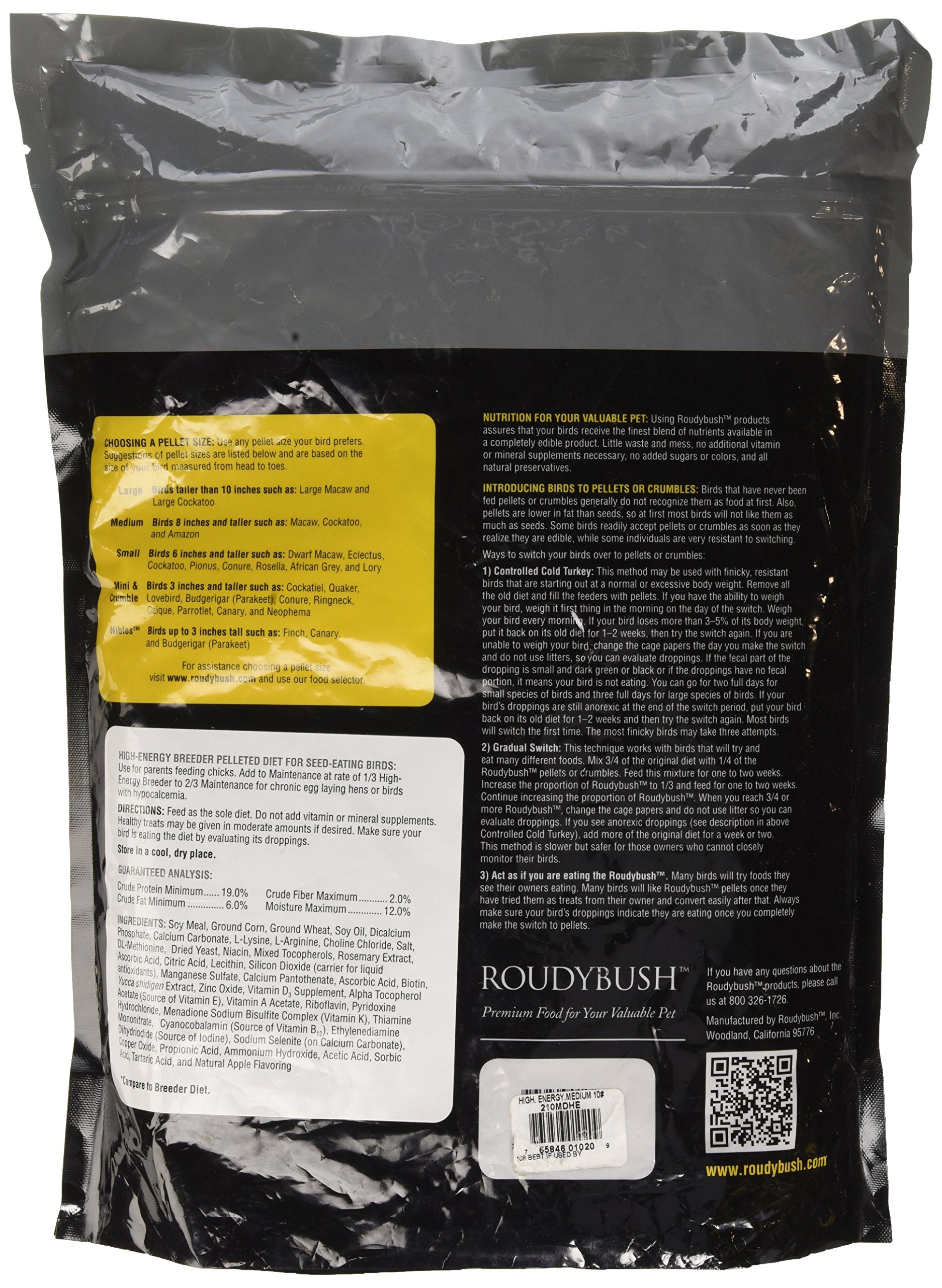 Roudybush High Energy Bird Food, 10-Pound, Medium