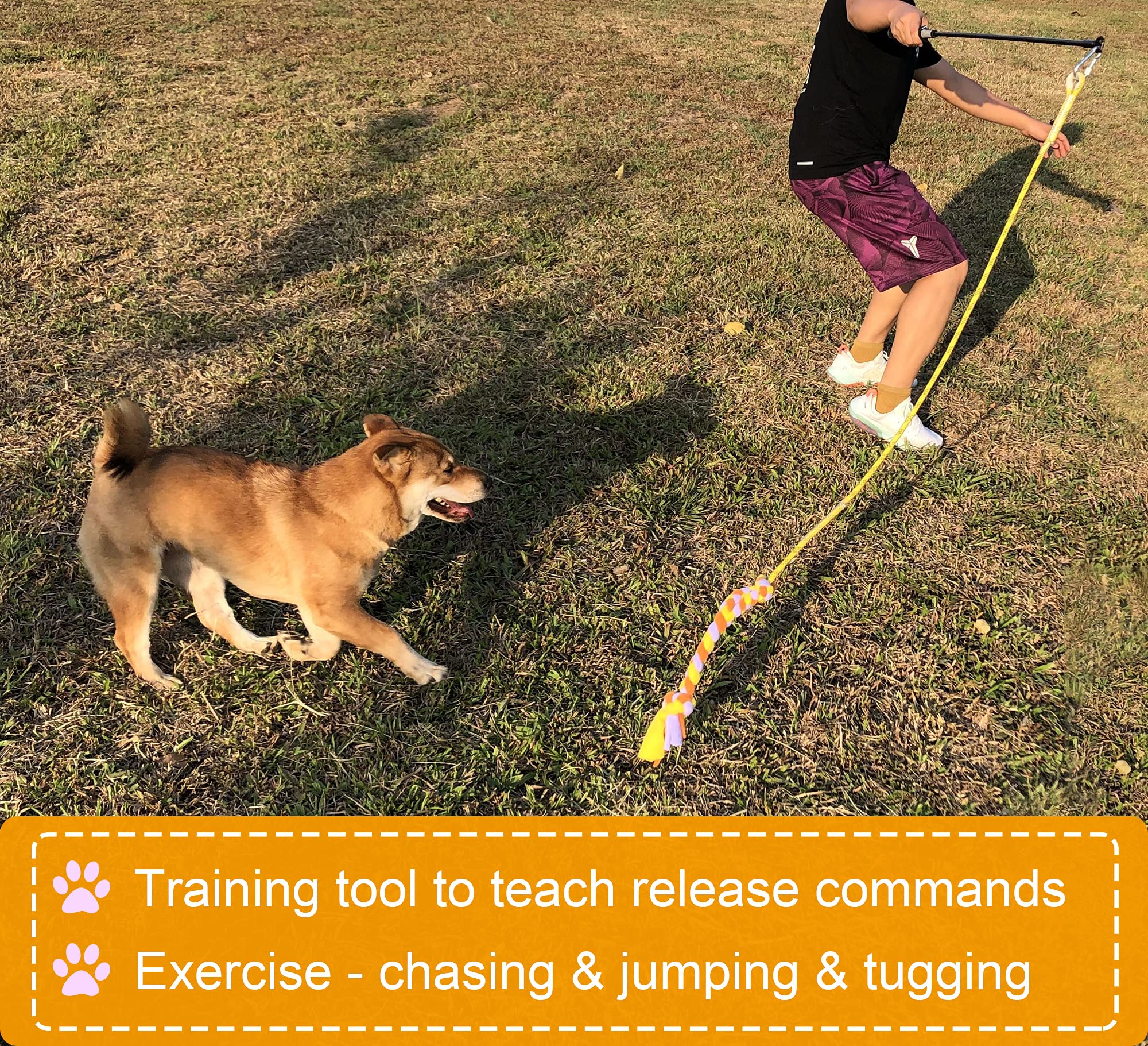 Dewonch Flirt Pole Dog Toys for Training & Exercise,Durable Teaser Stick with Fleece Rope Lure for Medium & Large Pets to Fetch