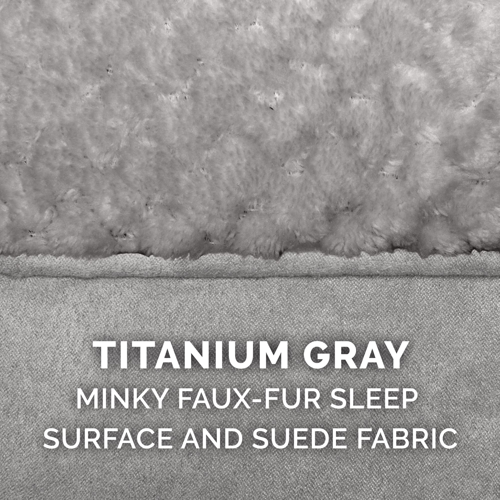 Furhaven Replacement Dog Bed Cover Minky Plush & Suede Pillow Top Mattress, Machine Washable - Titanium Gray, Large