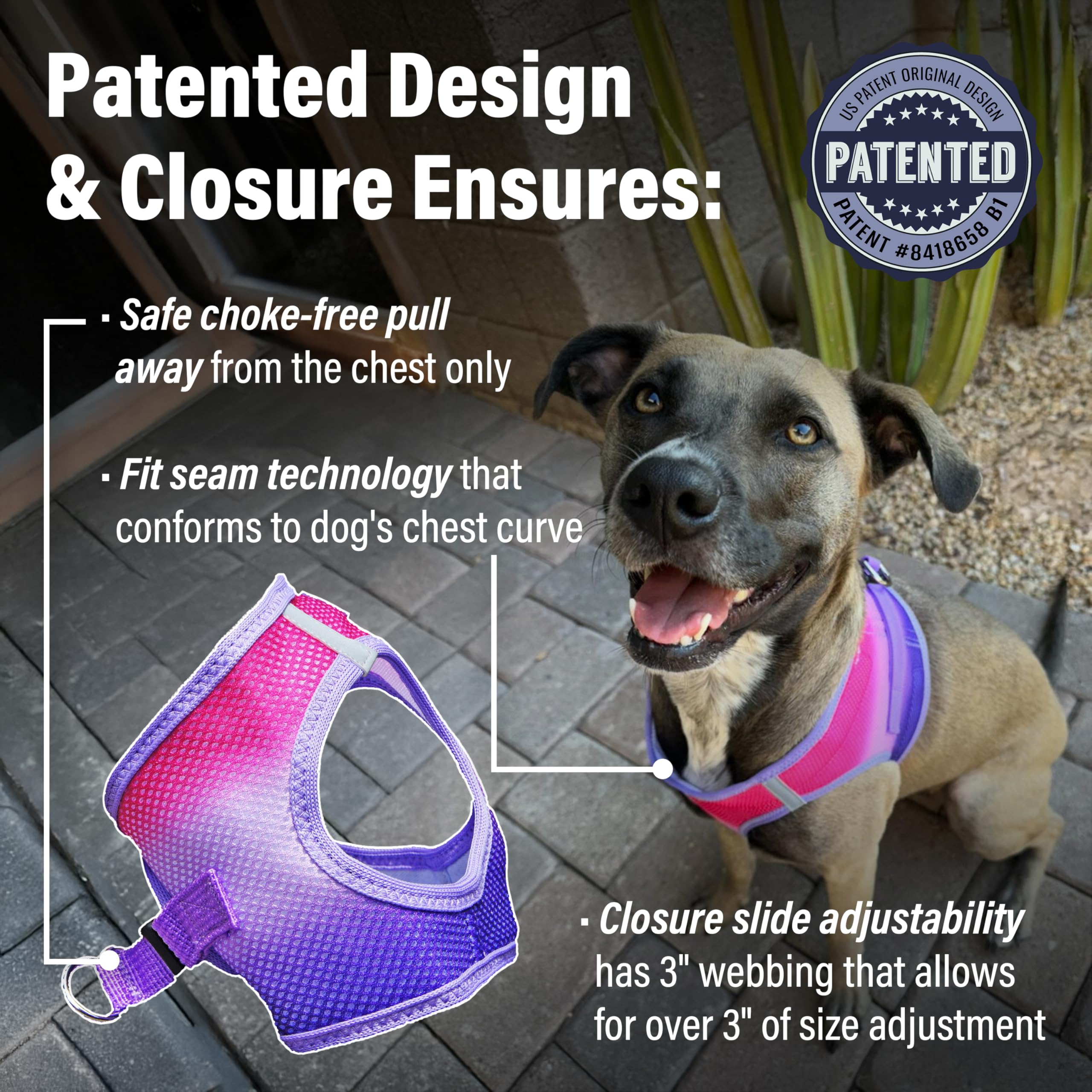 American River Choke Free Dog Harness Ombre Collection - Raspberry Sundae