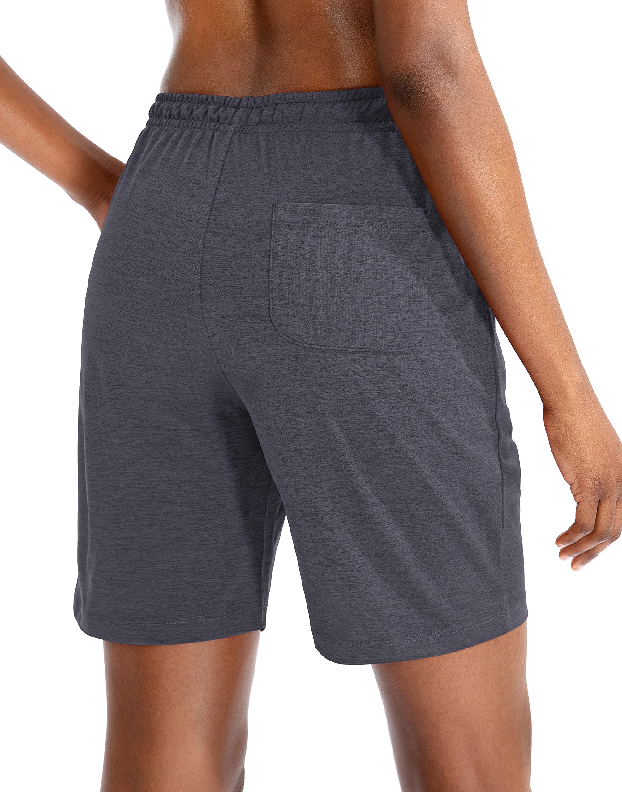 G Gradual Womens Bermuda Shorts Jersey Shorts With Deep Pockets 7 Long Shorts For Women Lounge Walking Athletic (Charcoal, Small