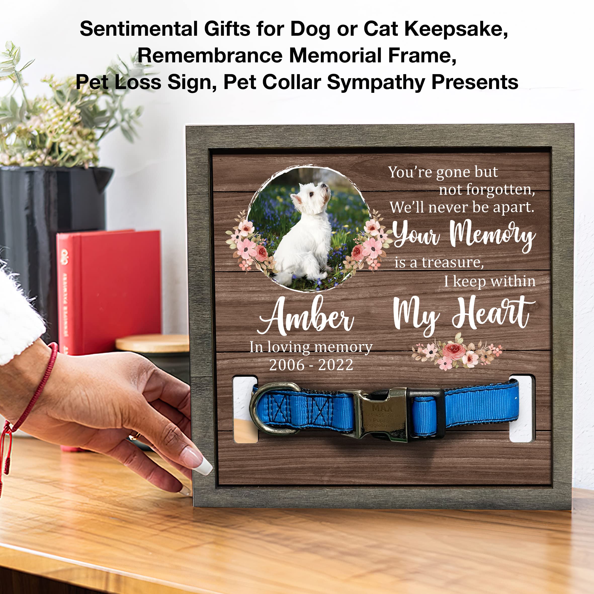 Bfigift Personalized Pet Loss Gifts Dog Picture Collar Frame Pet Remembrance Gifts Dog Memorial Gifts Dog Memorial Frames For Pictures Sympathy Gifts Keepsake Bereavement Gifts Funerary Decor Wall