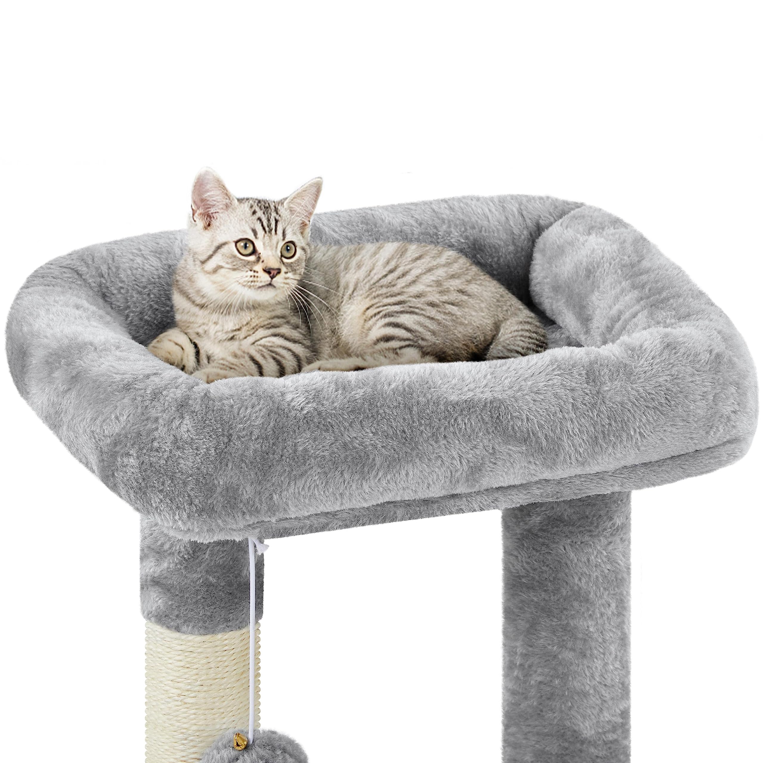Topeakmart Cat Tree 33In Cat Tower Plush Cover With Condo, Platform & Basket For Indoor Kittens, Cat Furniture Activity Tree