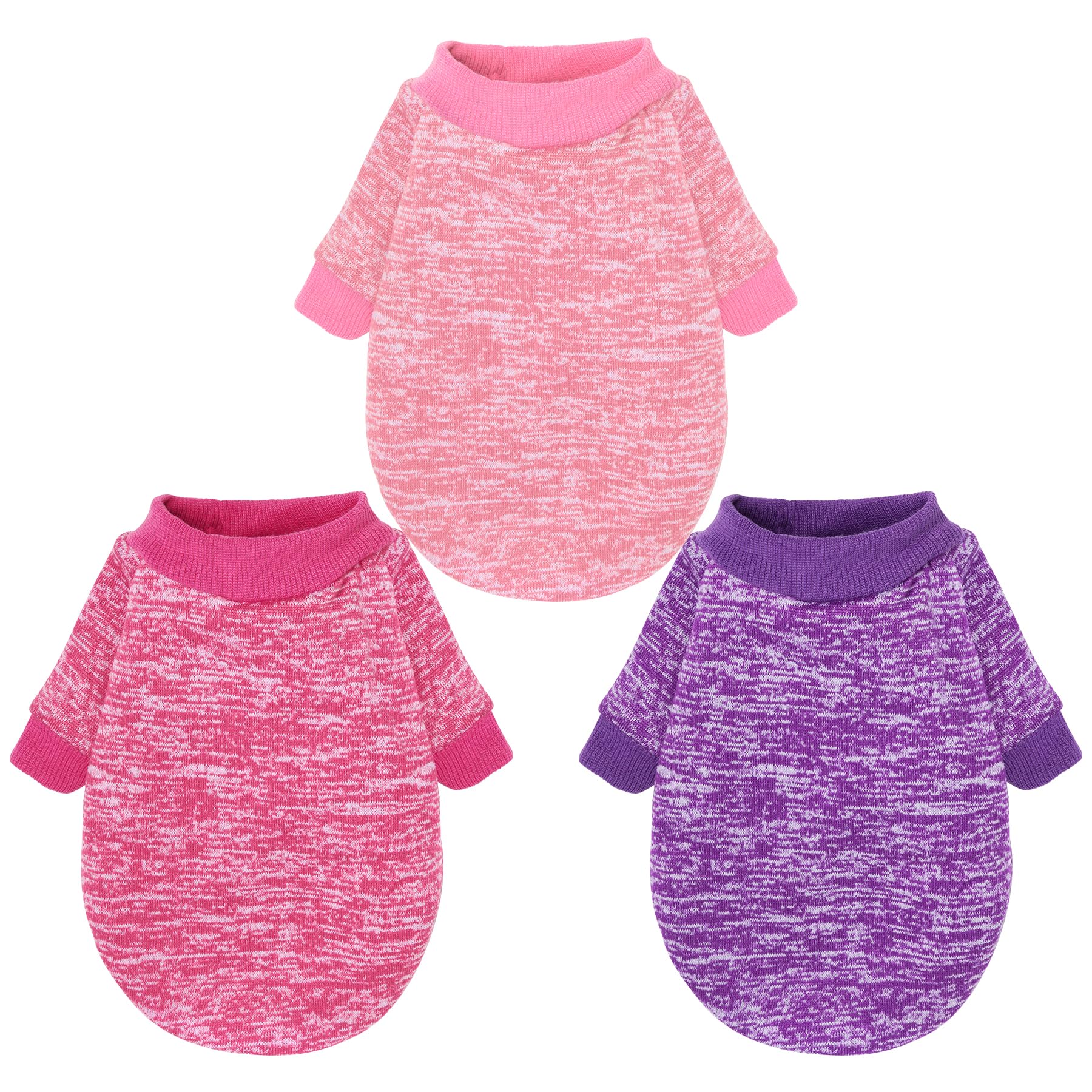 Rbenxia 3-Piece Dog Sweaters: Warm Doggie Sweatshirts & Cat Pets Outfits - Small Puppy & Cat Sizes - Winter