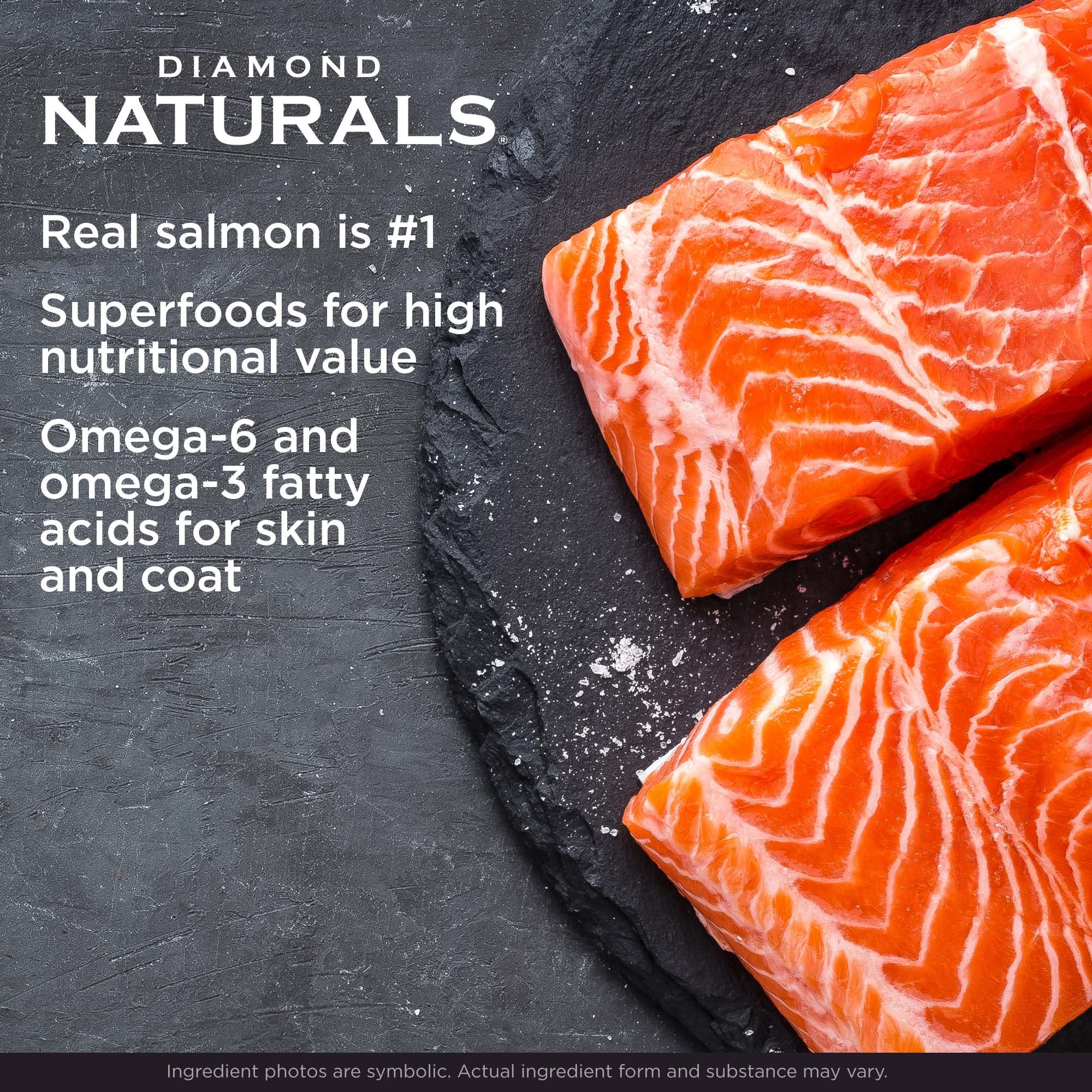 DIAMOND NATURALS Skin & Coat Real Meat Recipe Dry Dog Food with Wild Caught Salmon 15lb (9422_15_DND)