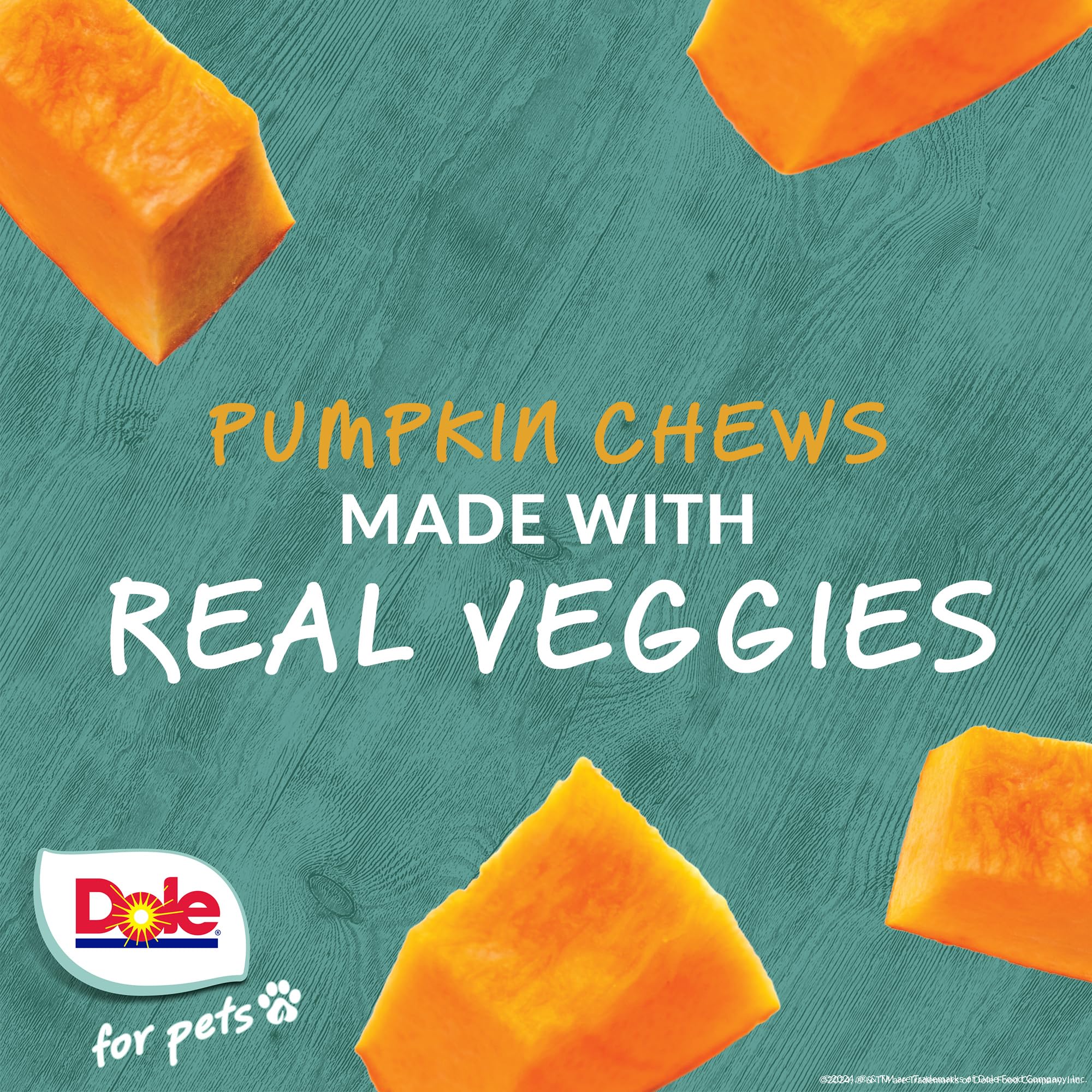 Dole for Pets Freshly Fetched Lasting Chew, Pumpkin Flavor Dog Treats | Flavored with Real Veggies, No Wheat, Corn, Soy, Artific