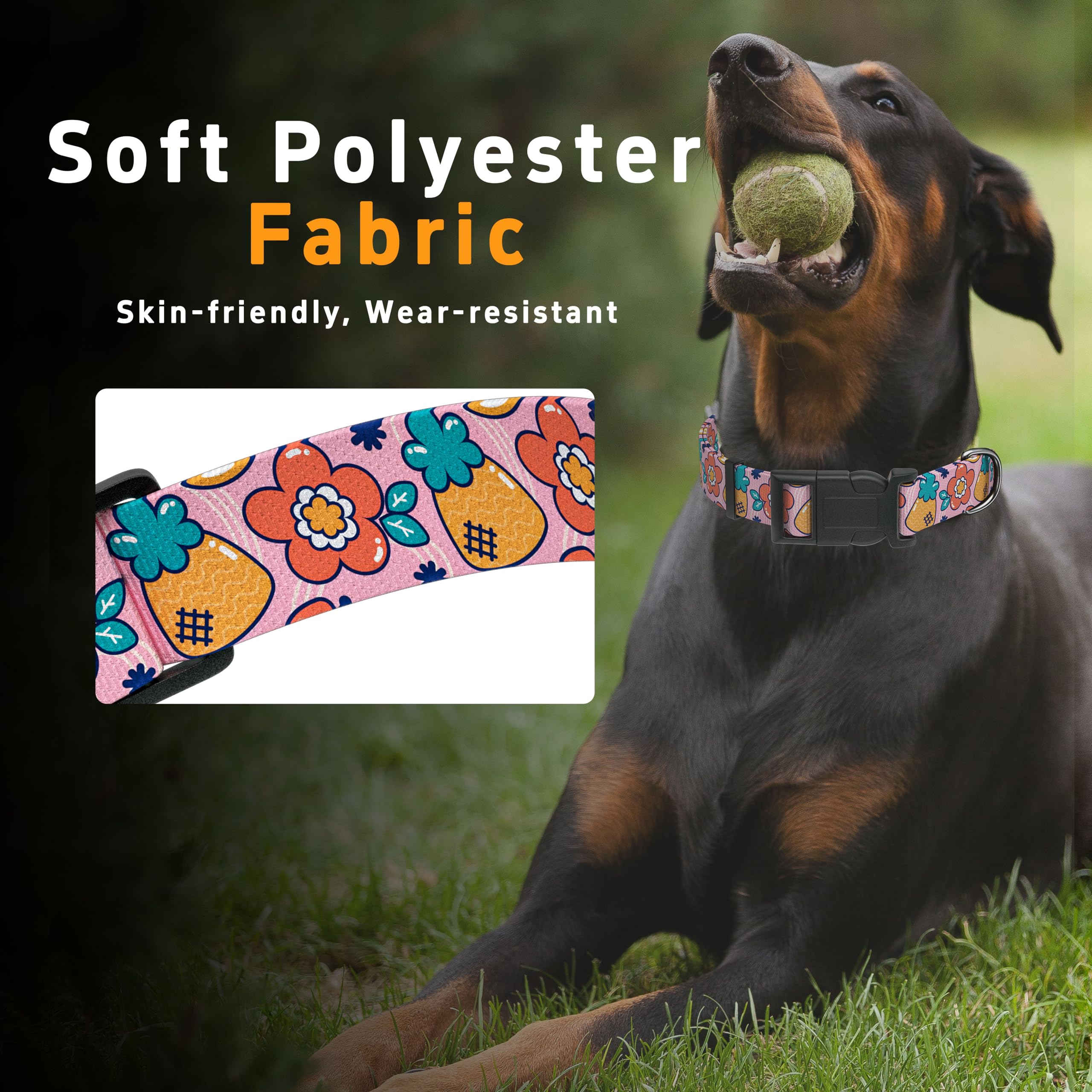 Seyezo Dog Collar, Cute Cartoon Fruit Boys Girls Puppy Collar For Small Medium Large Dogs, Adjustable Soft Pet Collar With Safet