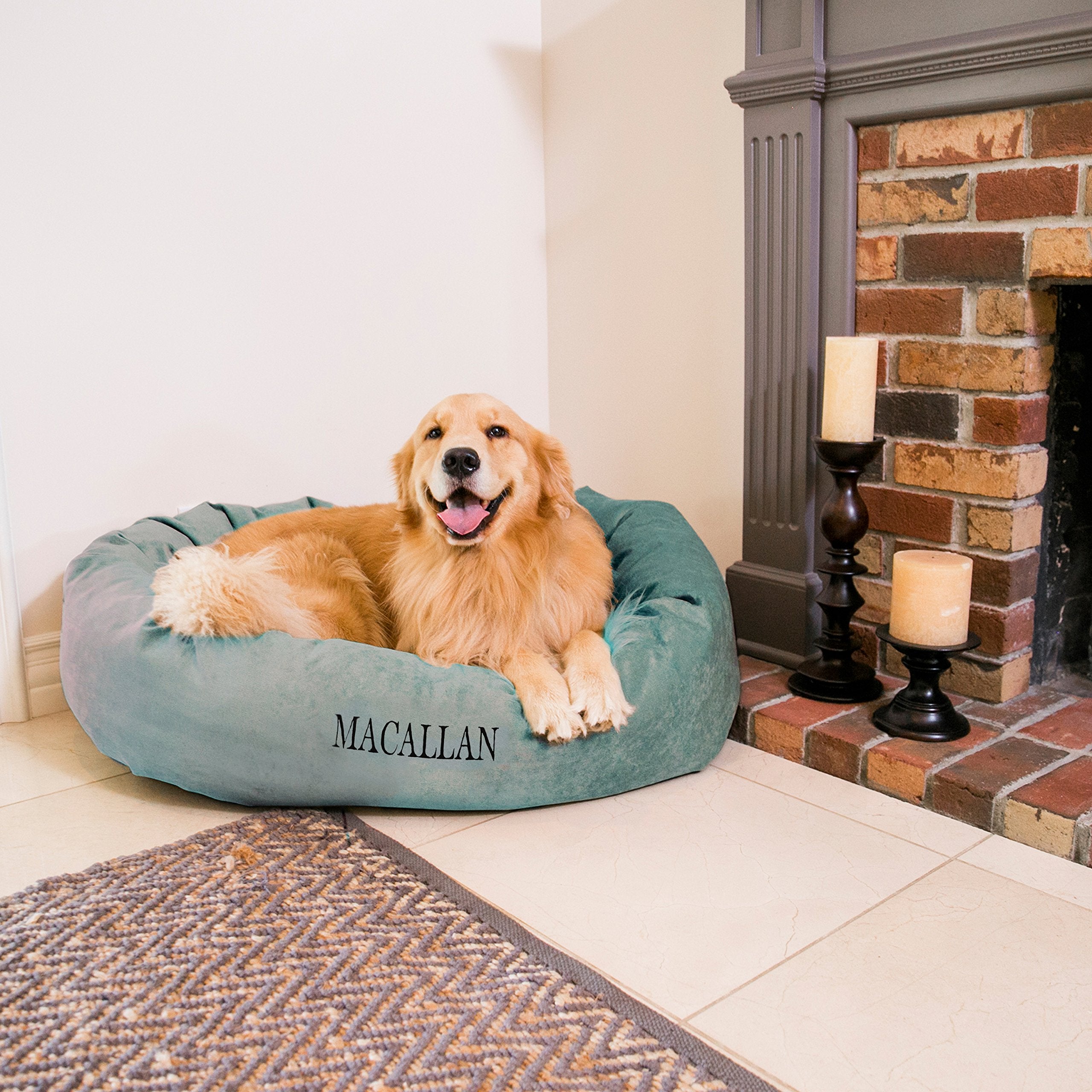 Majestic Pet Personalized Villa Memory Foam Mix Calming Dog Bed - Washable Round Bed With Spine Support - Fluffy Donut, 32 Inch,