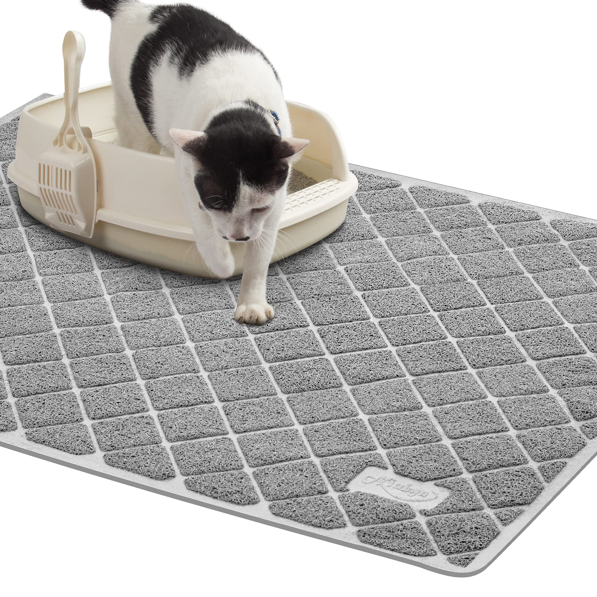 Niubya Premium Cat Litter Mat, Litter Box Mat with Non-slip and Waterproof Backing, Litter Trapping Mat Soft on Kitty Paws and E