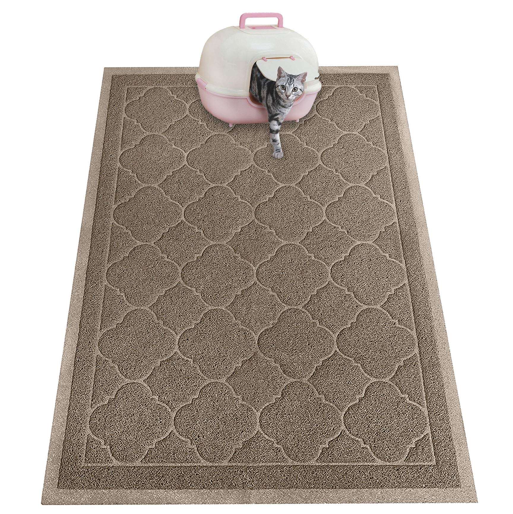 PETUPPY Premium Durable Cat Litter Mat, XL Size 47X36- No Phthalate- Non-Slip-Water Resistant- Easy to Clean-Soft On Kitty Paws-