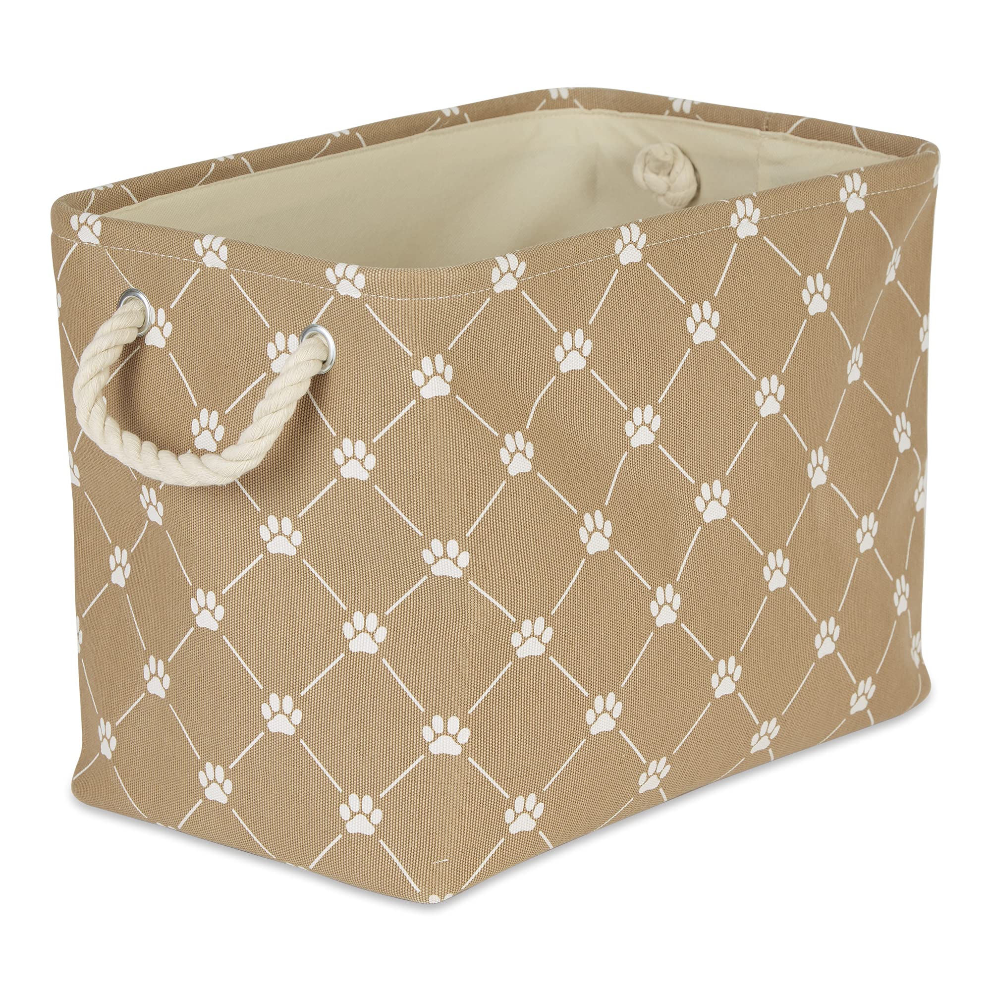 Bone Dry Pet Storage Paw and Bone, Trellis Collection, Medium Rectangle, 16x10x12, Taupe
