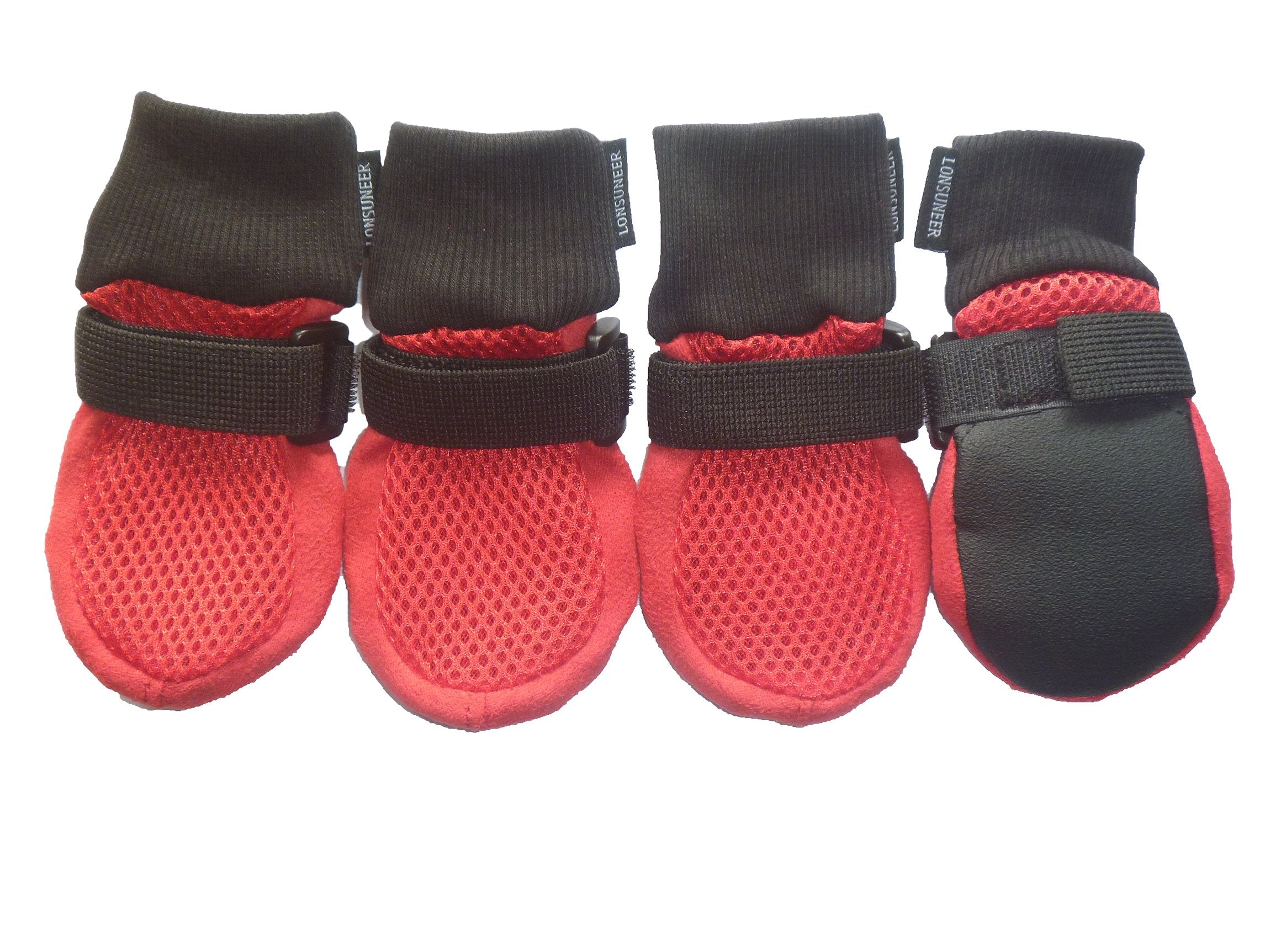 Lonsuneer Dog Shoes Soft And Lightweight With Breathability For Spring Summer And Fall Set Of 4 Size Small Red
