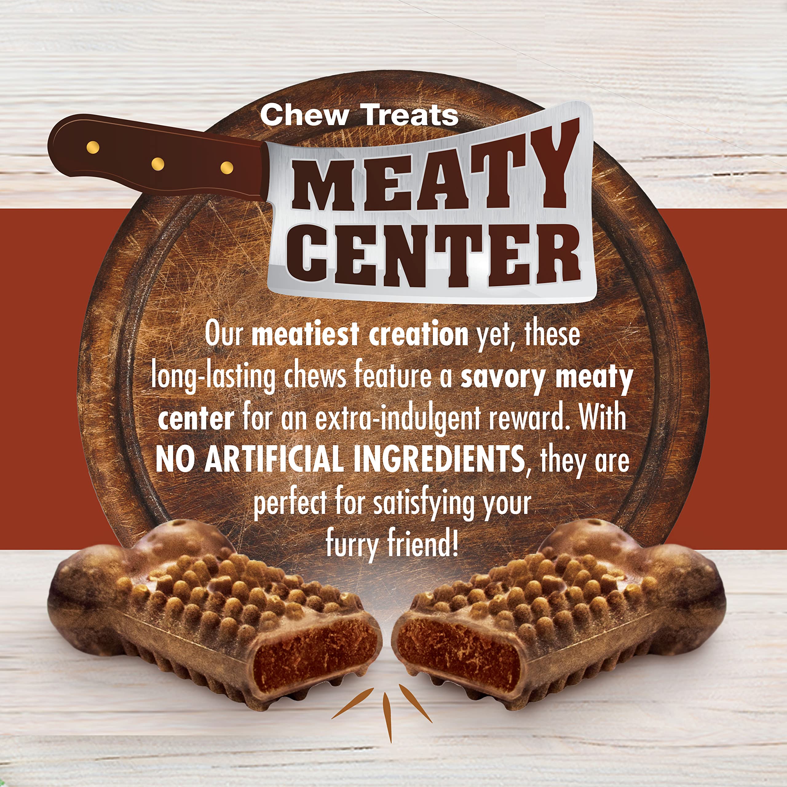 Nylabone Healthy Edibles Natural Dog Chews Long Lasting Meaty Center Beef Flavor Treats for Dogs, Small (4 Count)