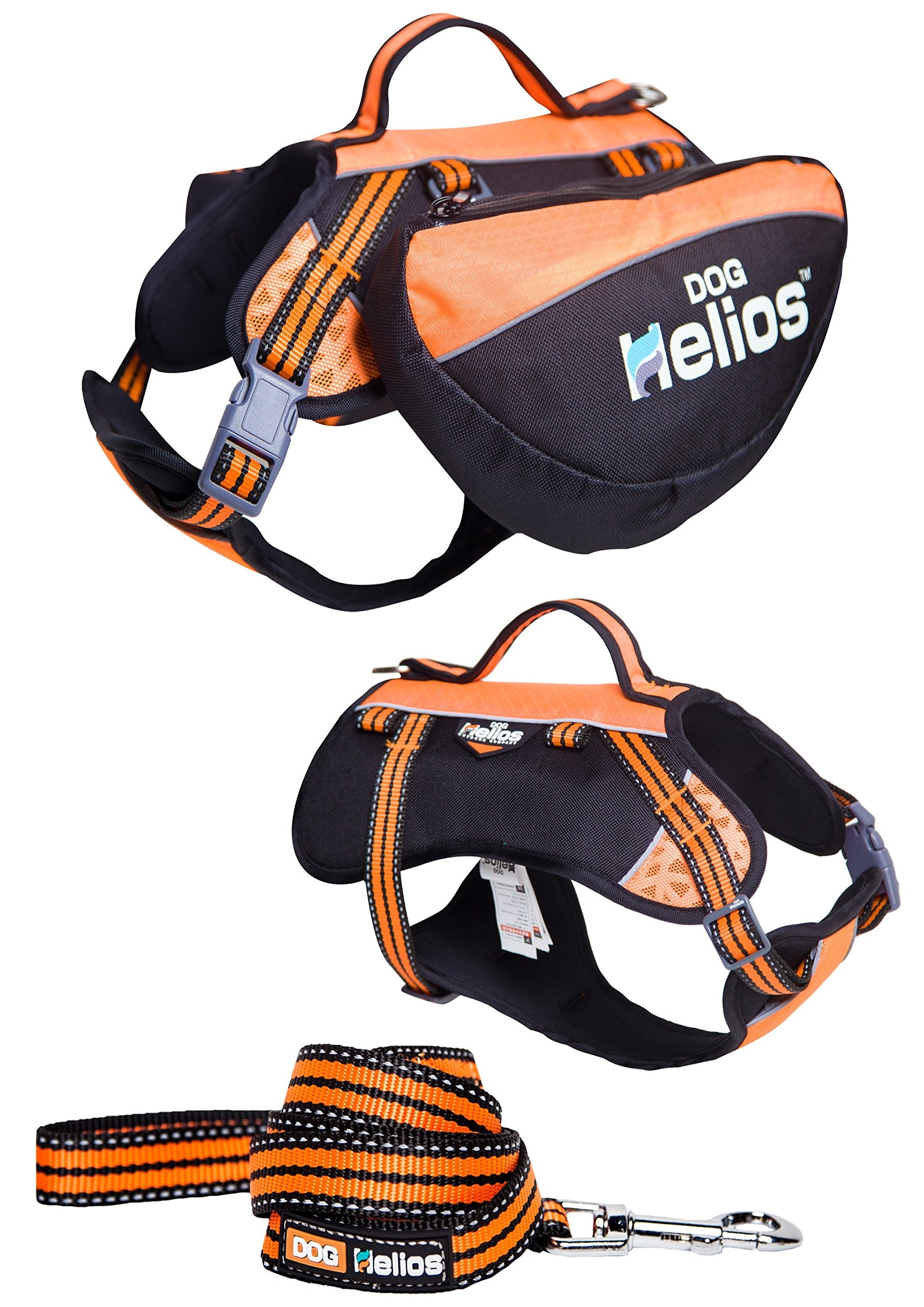 DOGHELIOS Freestyle 3-in-1 Explorer Sporty Fashion Convertible Pet Dog Backpack, Harness and Leash, Small, Orange