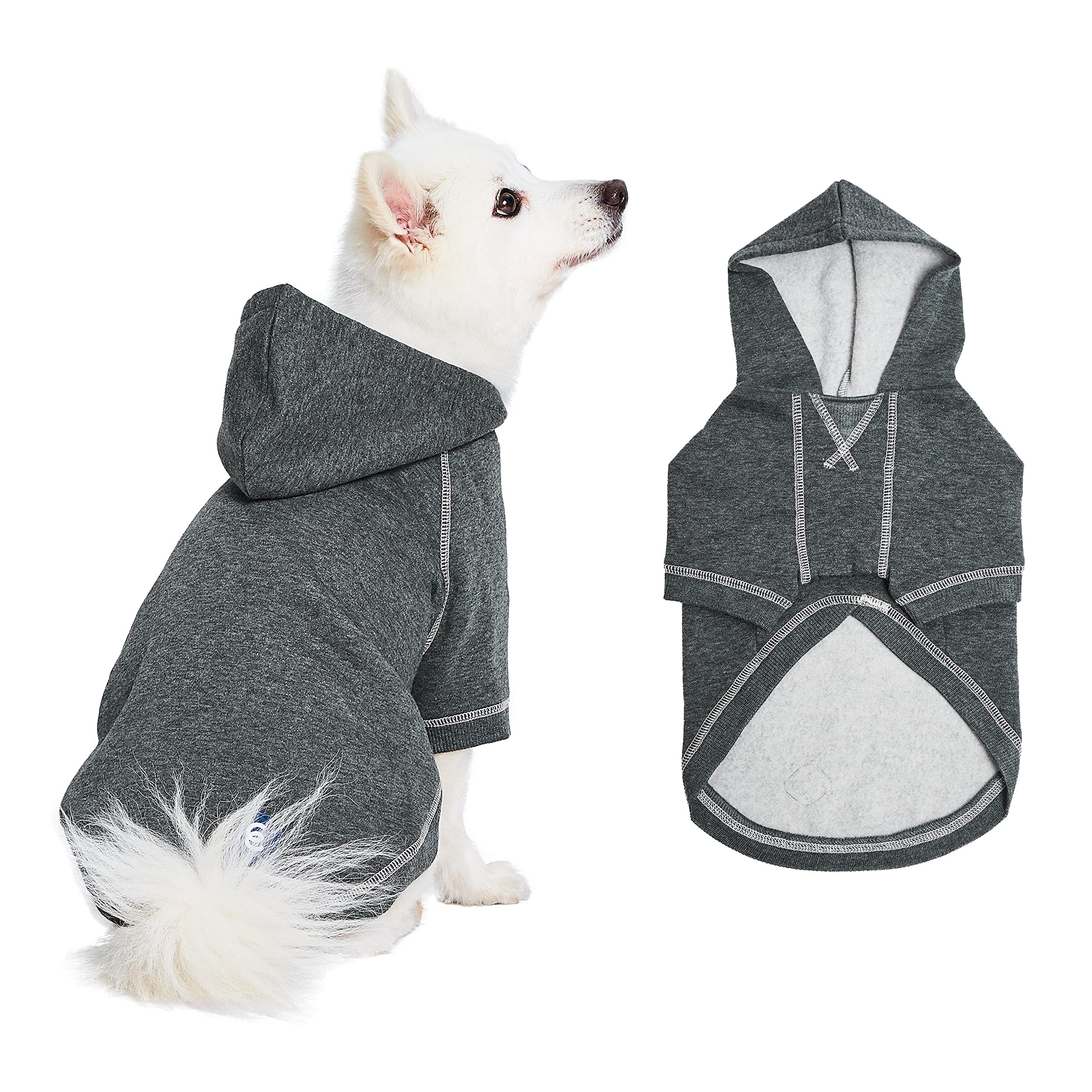 Blueberry Pet Essentials Soft & Comfy Better Basic Cotton Blend Dog Hoodie Sweatshirt In Charcoal Grey, Back Length 22', Pack Of 1 Jacket For Dogs