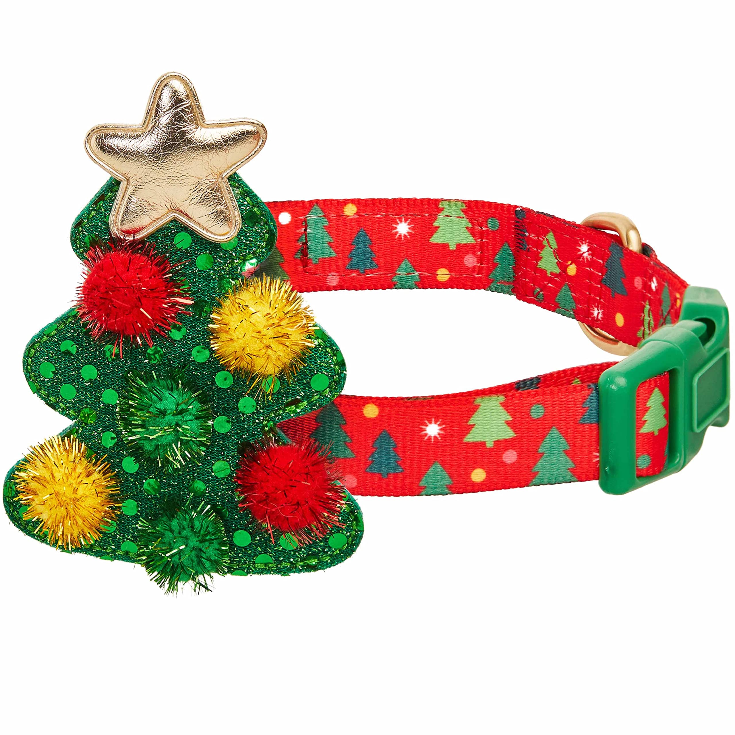 Blueberry Pet Christmas Tree Adjustable Dog Collar, Medium, Neck 14.5-20, Holiday Dog Collars For Small Dogs, Festive Dog Ch