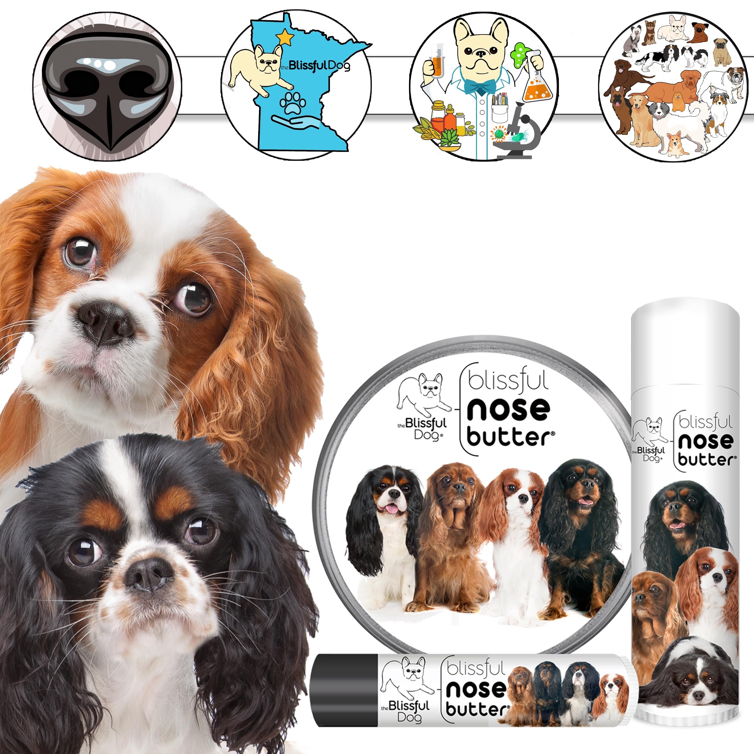 The Blissful Dog Cavalier King Charles Spaniel Nose Butter, Versatile Dog Nose Balm for Dry Nose, Handcrafted Nose Moisturizer,