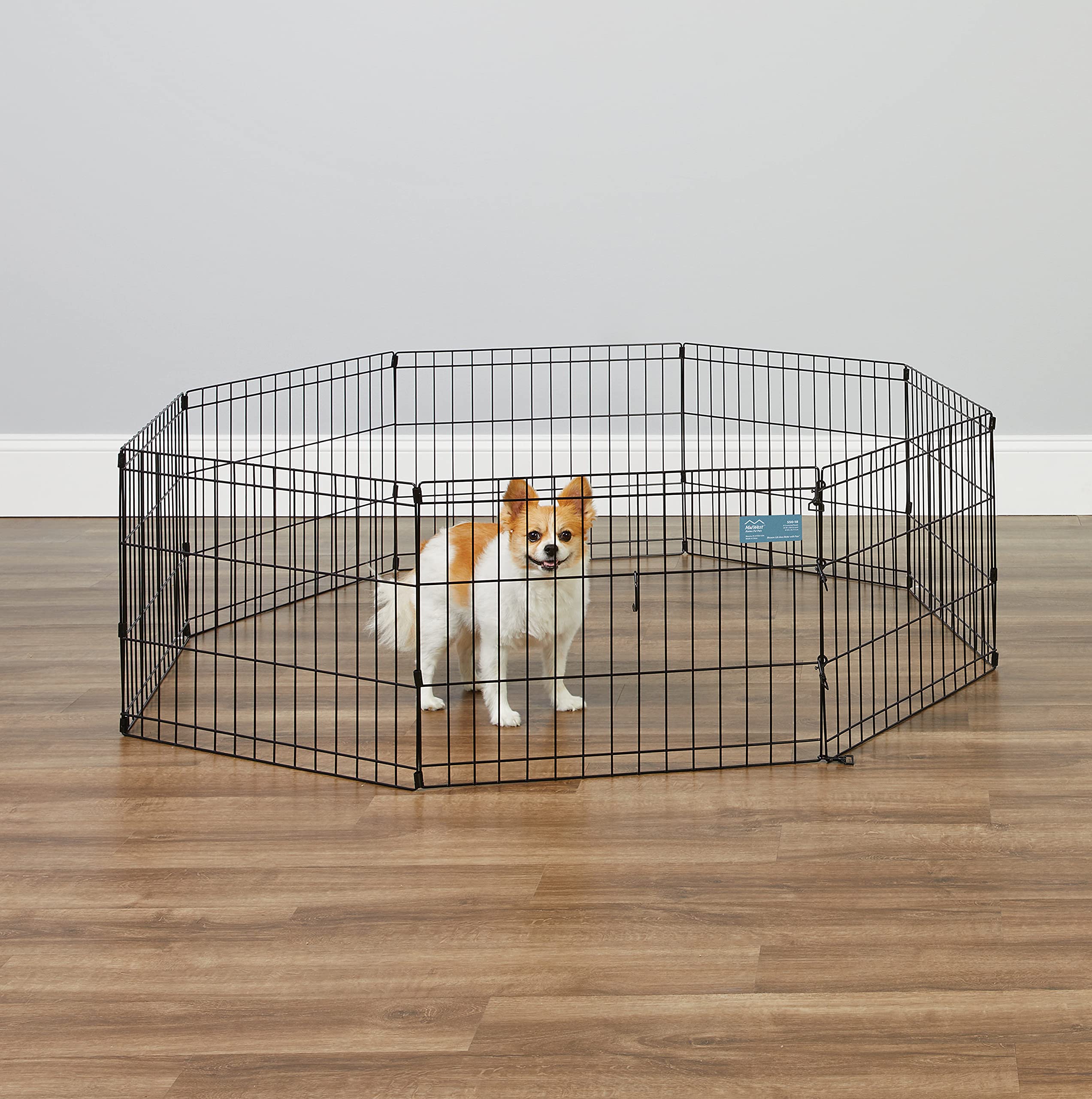 Midwest Homes For Pets Dog Exercise Pen & Playpen, 24'W X 18'H, No Door, Black
