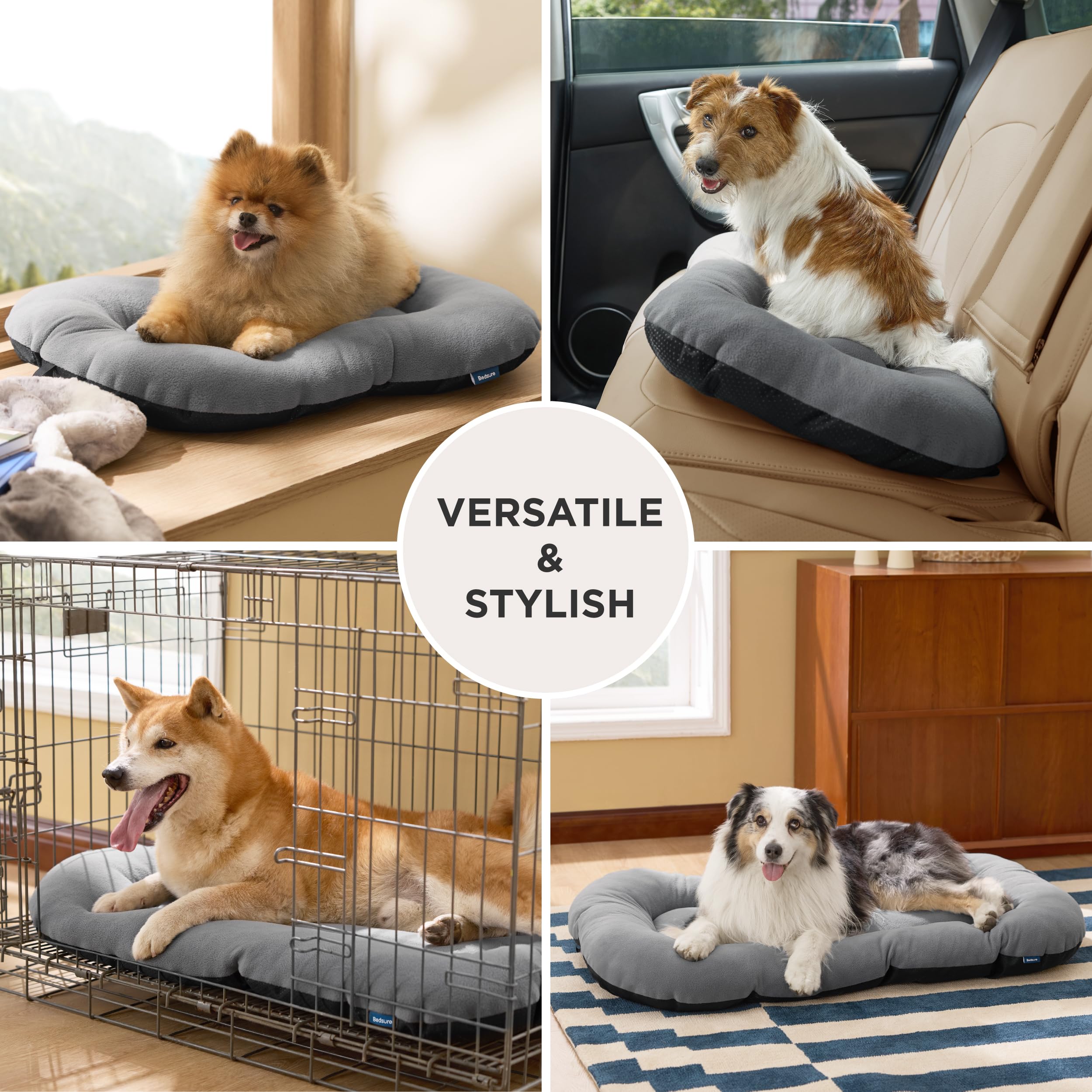 Bedsure Washable Dog Crate Pad For Large Dogs, Flat Puppy Kennel Dog Bed For Crate, Ultra Soft Fleece Pet Sleeping Mat With Non-