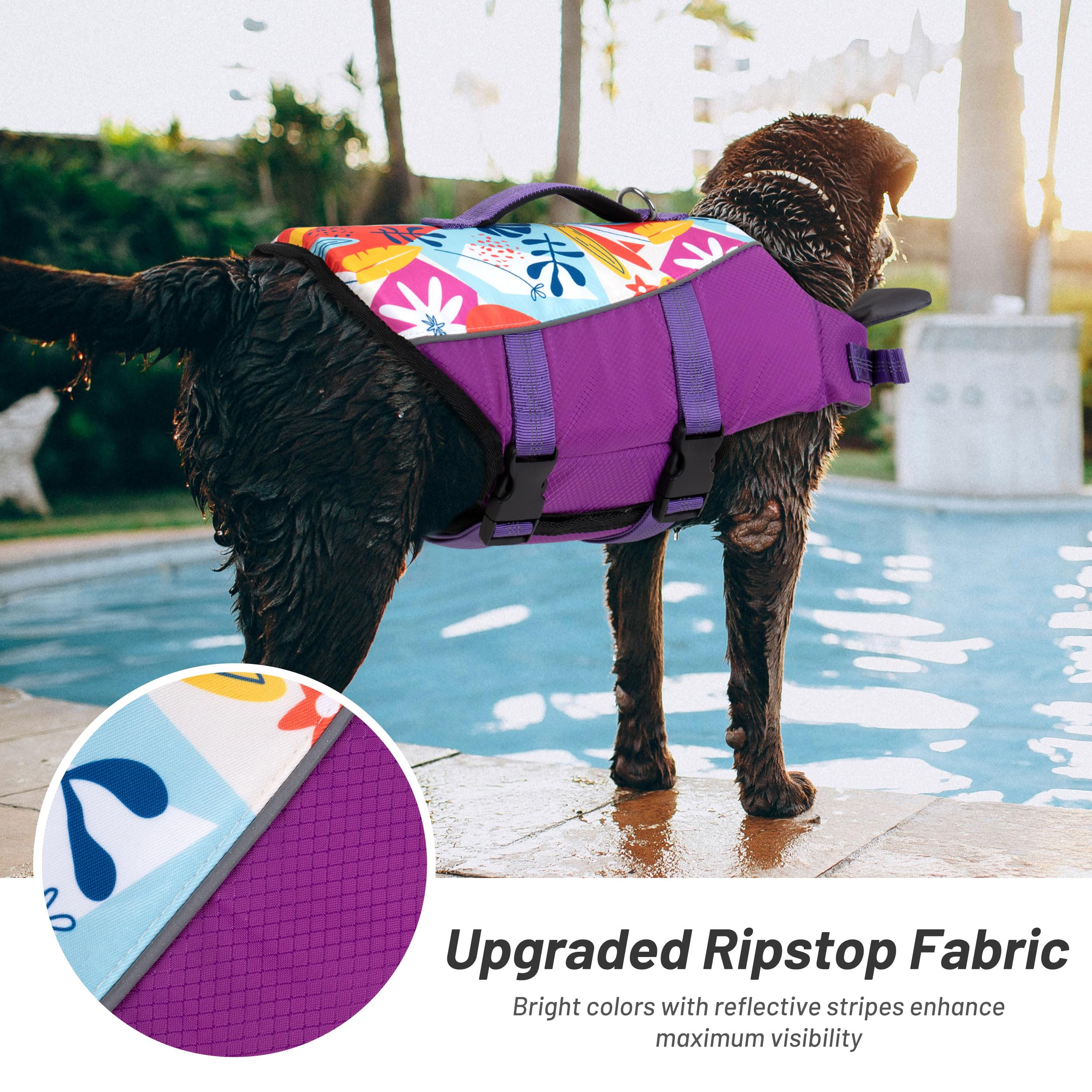 Cyeollo Dog Life Vests For Boating - High Buoyancy Life Jacket For Swimming, Pet Safety Float Lifesaver With Chin Float, Adjusta