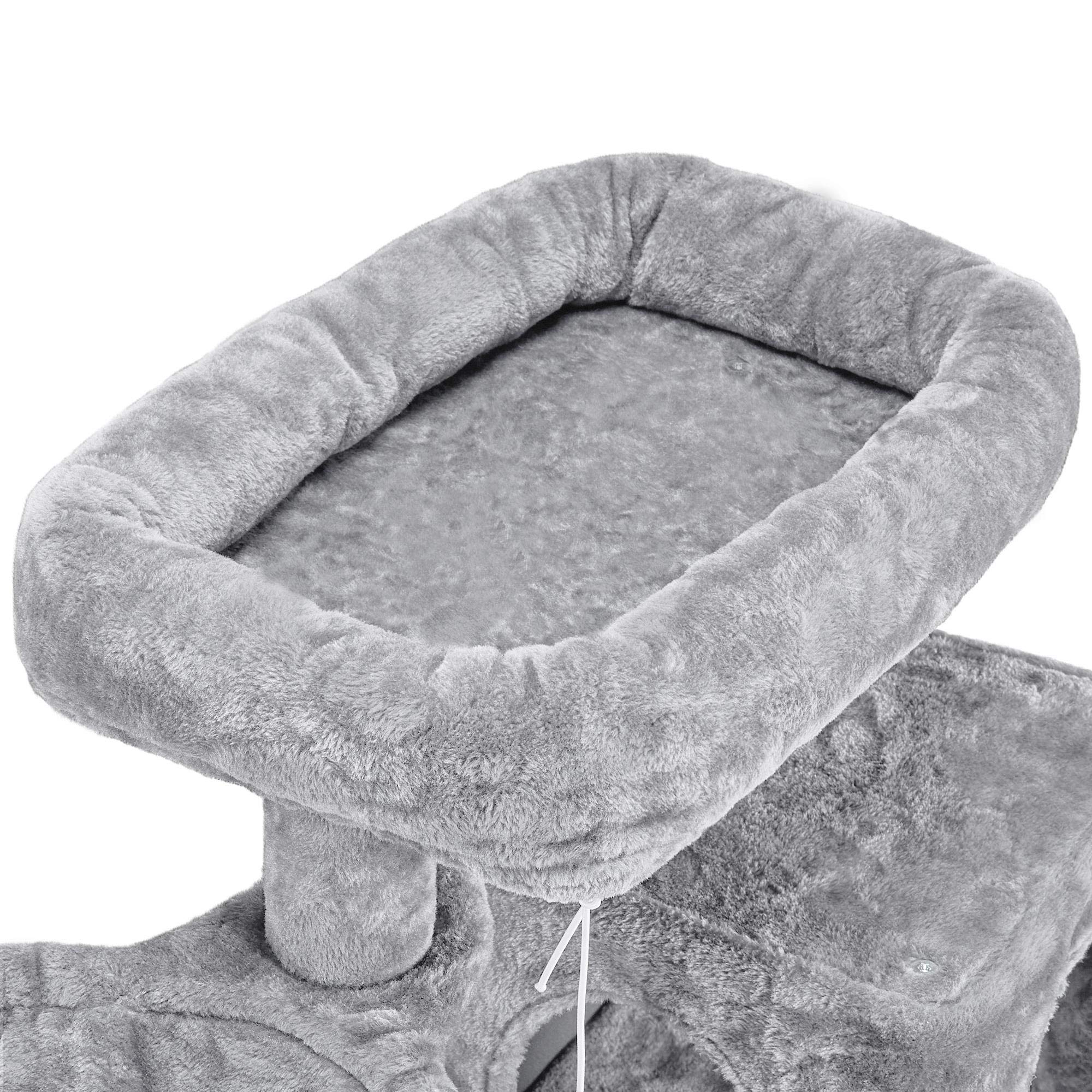 Yaheetech Cat Tree Cat Tower, 40-Inch Cat Condo With Oversized Soft Platform, Scratching Board, Basket And Hammock, Cat Furniture For Kittens Cats Pets, Light Gray