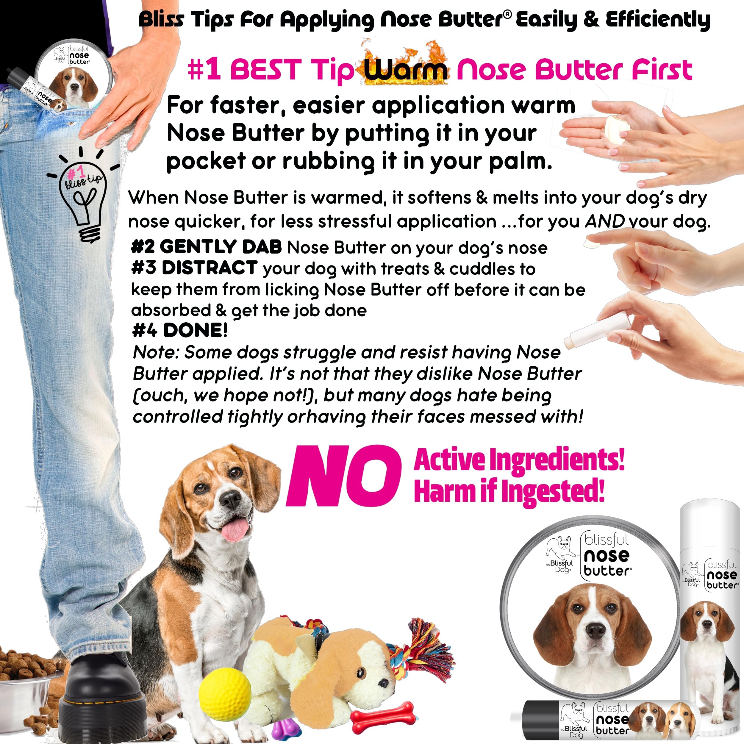 The Blissful Dog Beagle Unscented Nose Butter - Dog Nose Butter, 0.15 Ounce
