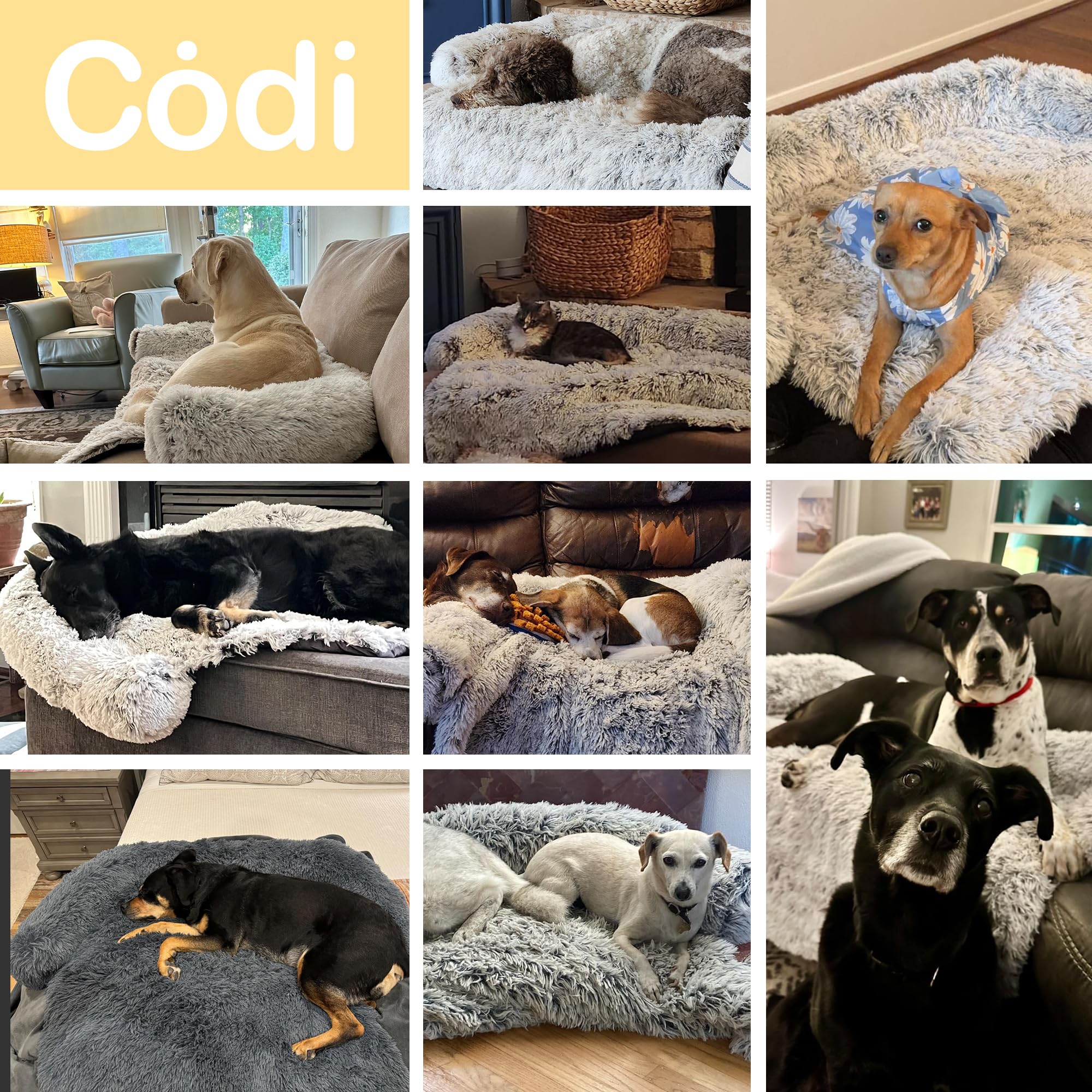 Codi Dog Bed For Couch - Calming Dogs Beds For Medium Pets, Fluffy Plush Cats Mat, Anti Anxiety Pet Mats With Removable Washable