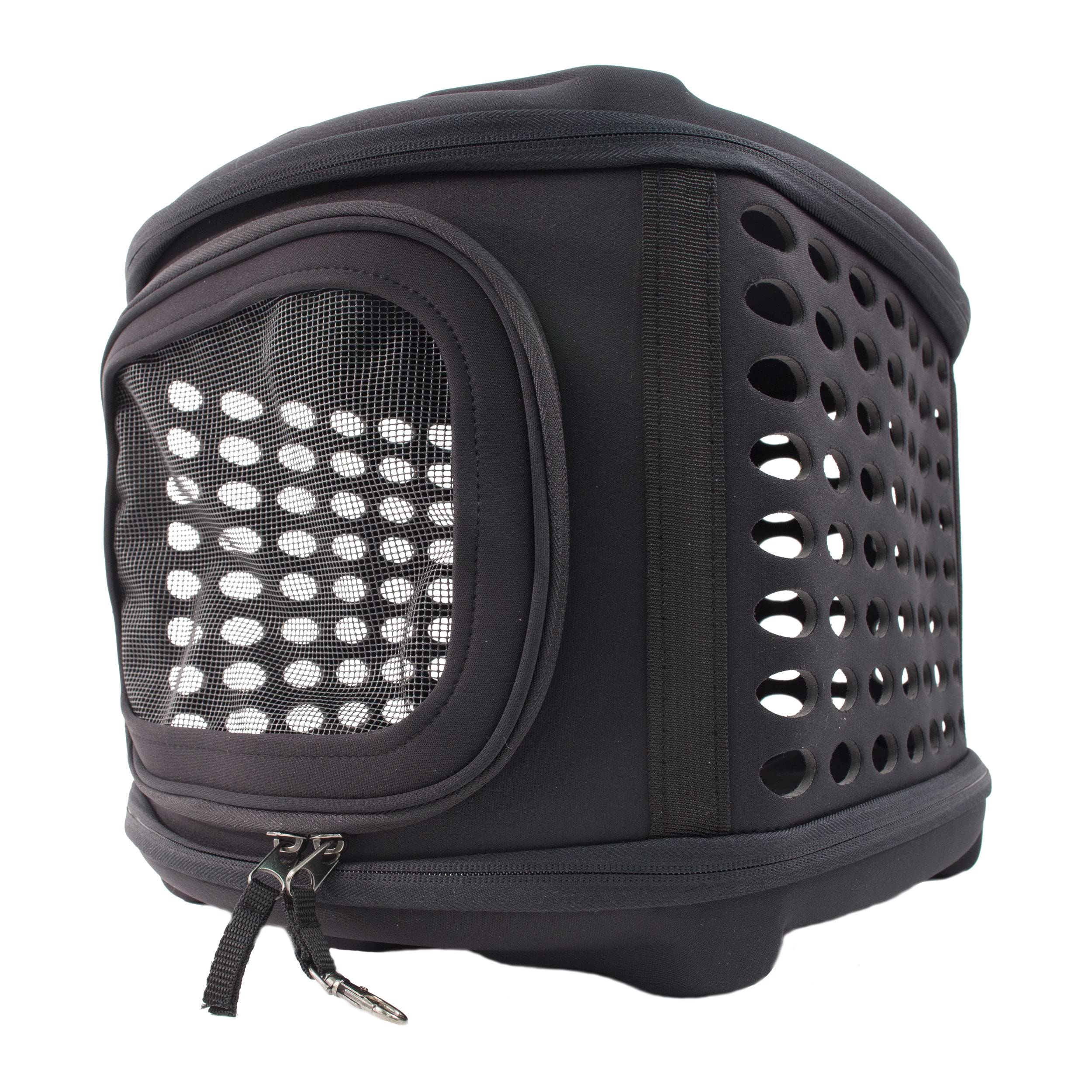 Pet Life Circular Shelled Travel Pet Carrier - Collapsible And Folding Airline Dog Carrier With Lightweight Military-Grade Durability With Included Shoulder Straps