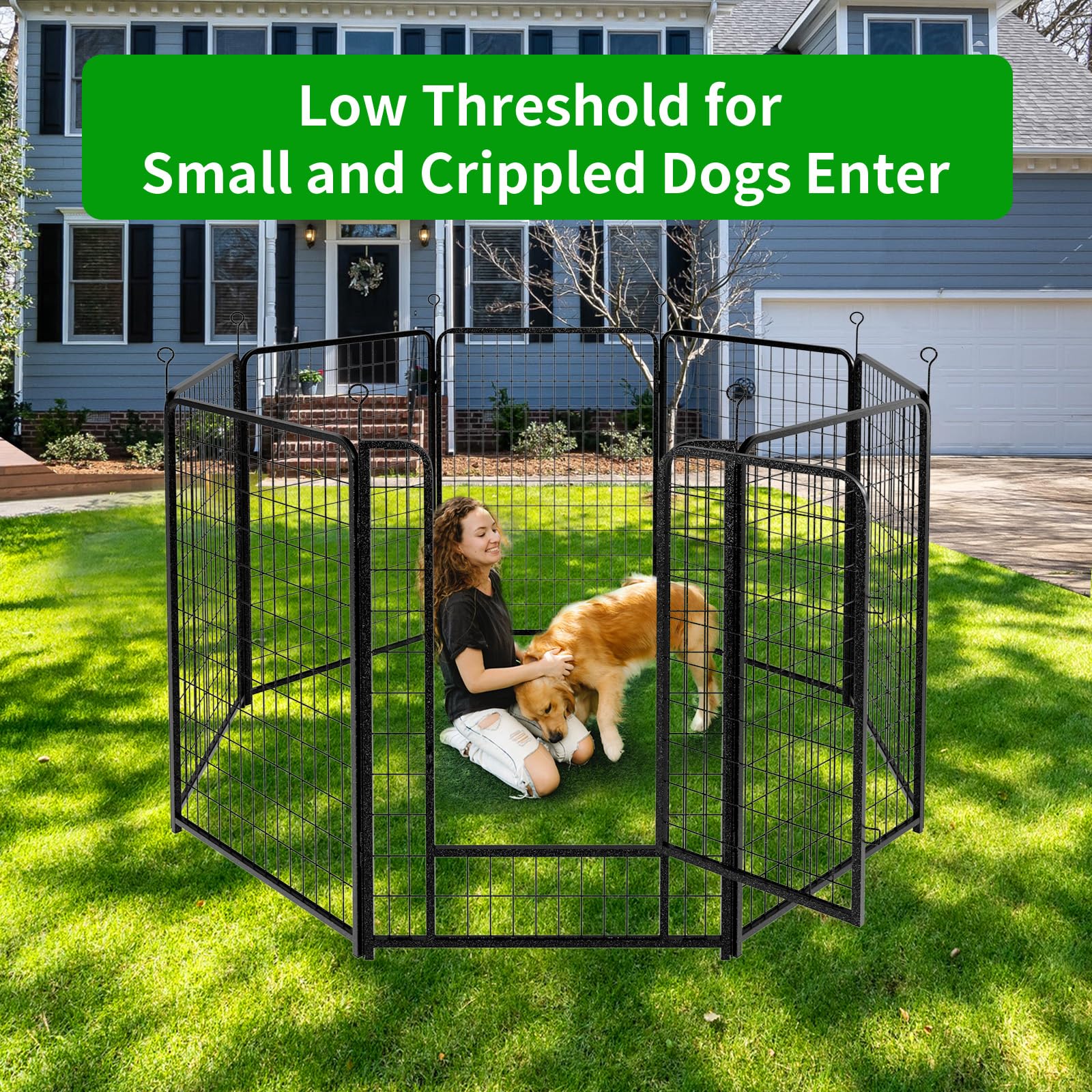 Kfvigoho Dog Playpen Outdoor Extra Wide 8 Panels Heavy Duty Dog Fence 50'' Height Anti-Rust With Doors Portable For Rv Camping Y