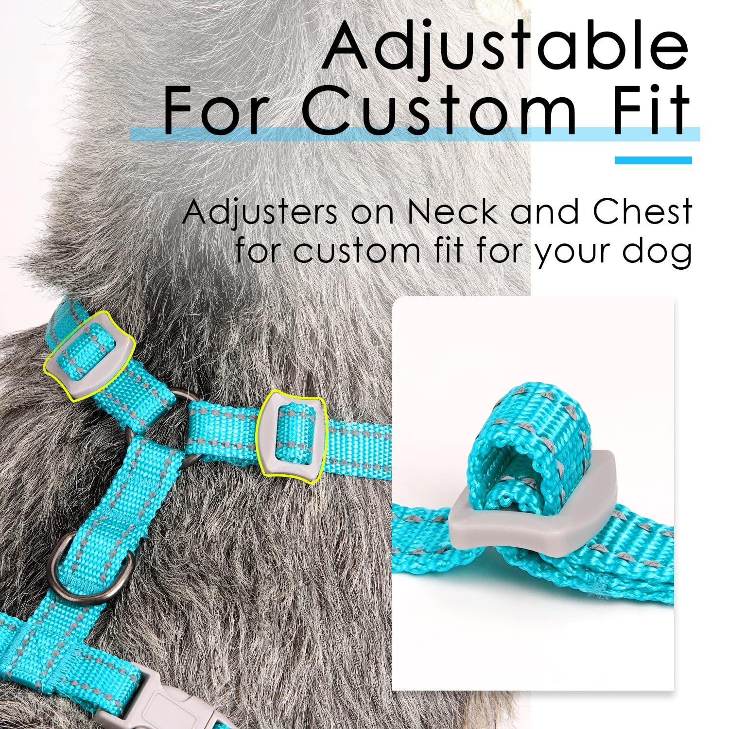 Thinkpet Reflective Breathable Soft Air Mesh No Pull Puppy Choke Free Over Head Vest Harness For Puppy Small Medium Dogs And Cats Light Blue Large