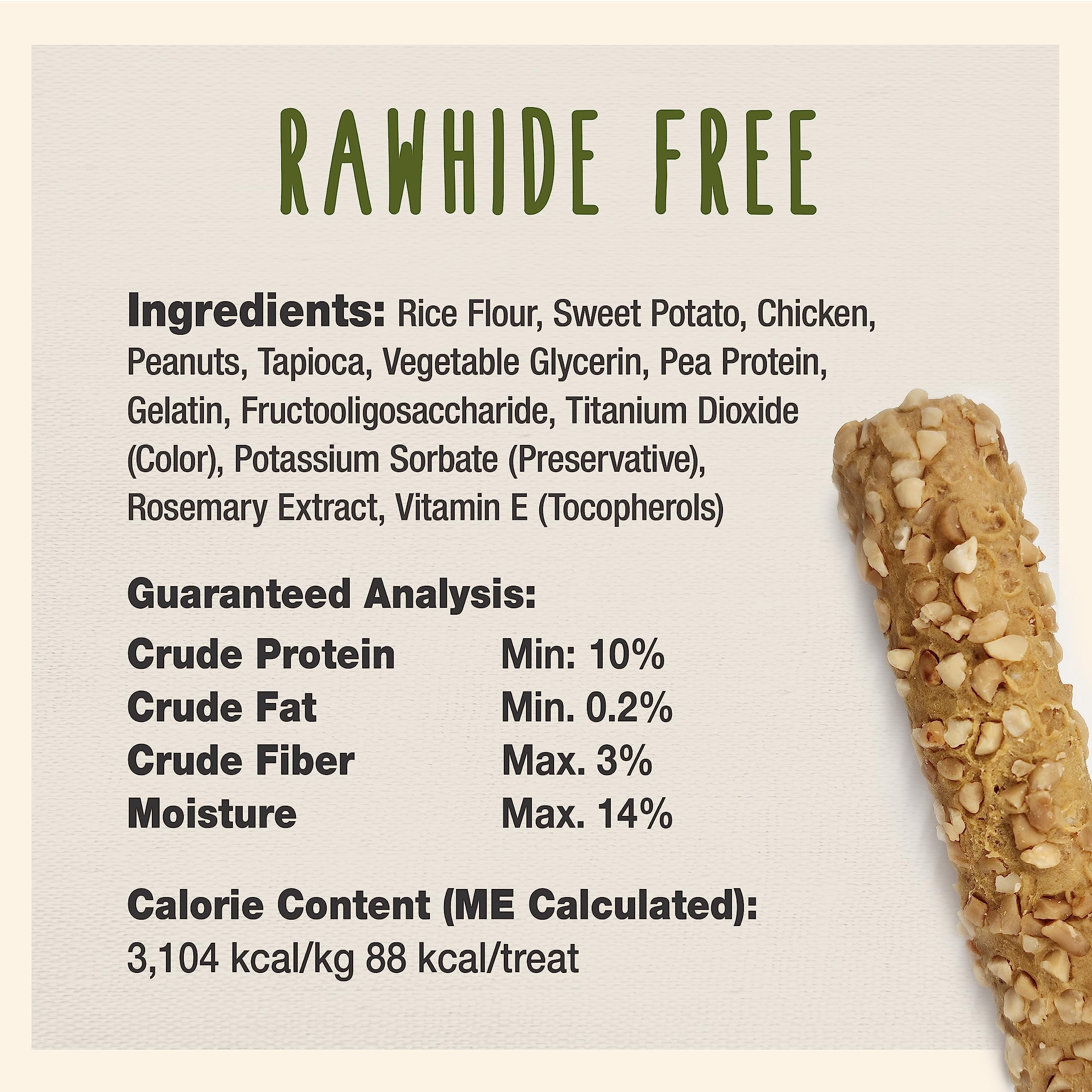 Cadet Smart Hide Peanut Coated Rawhide Free Dog Treats, 4.23 oz, 2 Count
