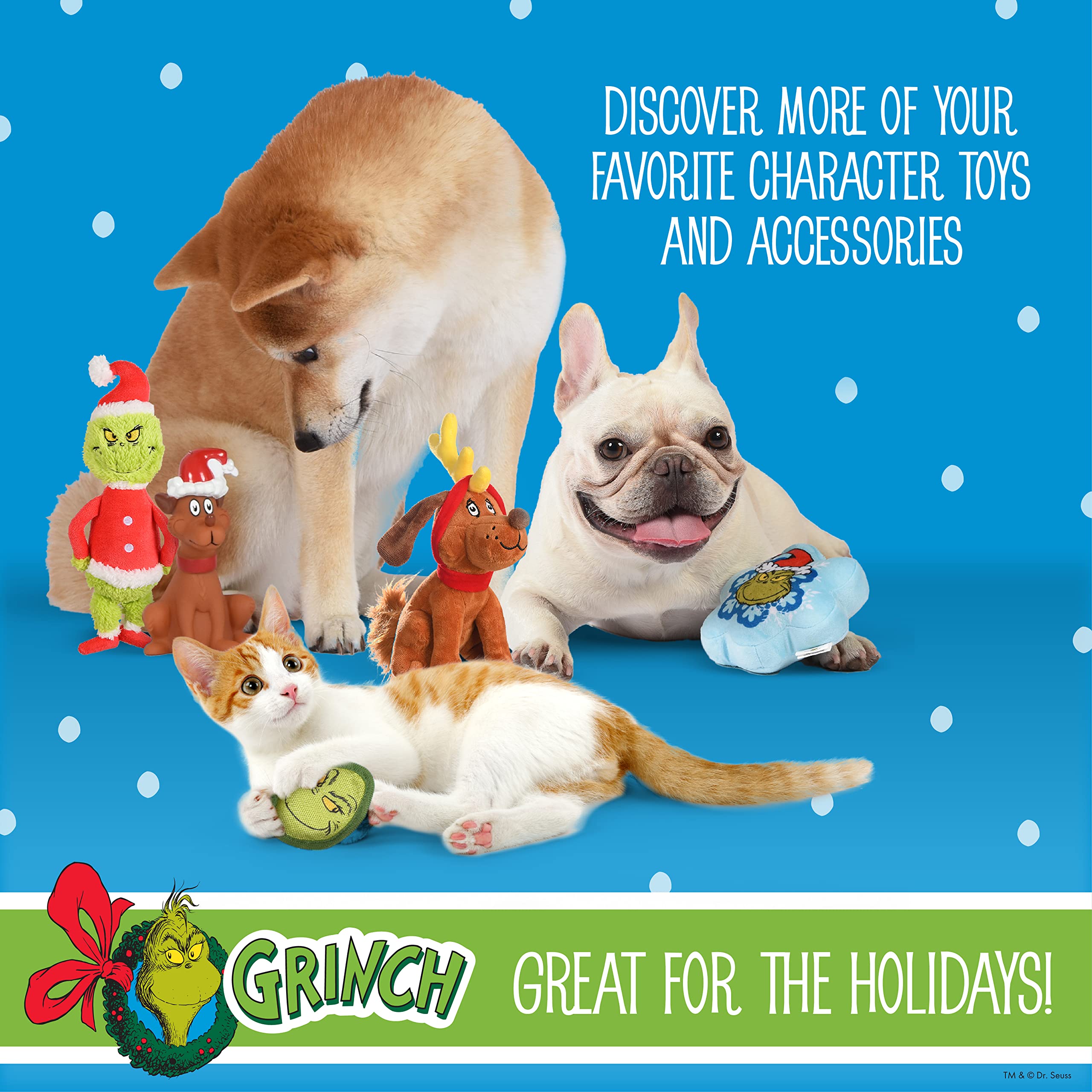Dr. Seuss for Pets Merry Grinchmas 6” Plush Dog Squeaker Toy | Holiday Squeaky Toy for Dogs (FF23494)