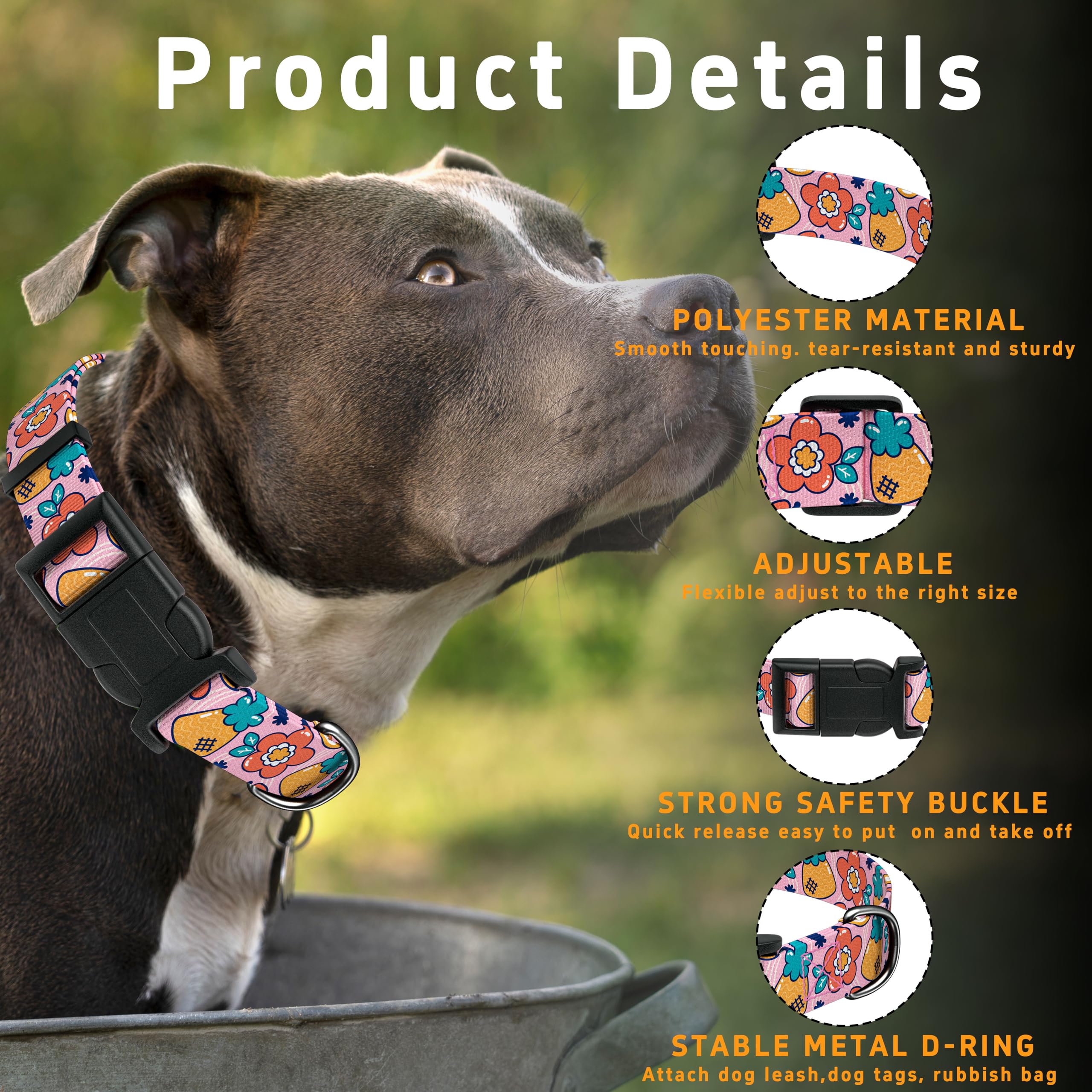 Seyezo Dog Collar, Cute Cartoon Fruit Boys Girls Puppy Collar For Small Medium Large Dogs, Adjustable Soft Pet Collar With Safet