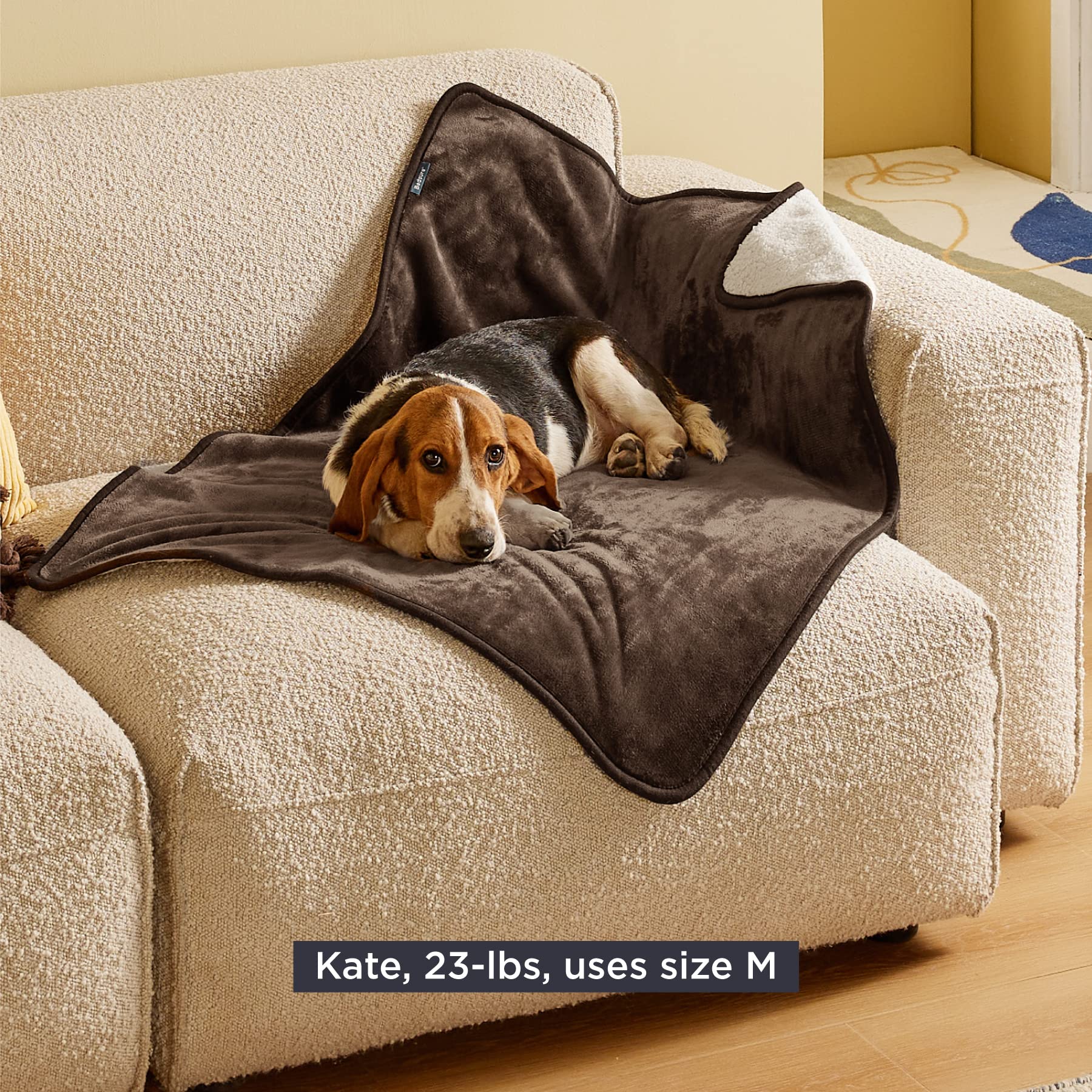 Bedsure Waterproof Dog Blankets For Medium Dogs - Medium Cat Blanket Washable For Couch Protection, Sherpa Fleece Puppy Blanket, Soft Plush Reversible Throw Furniture Protector, 30'X40', Coffee Brown