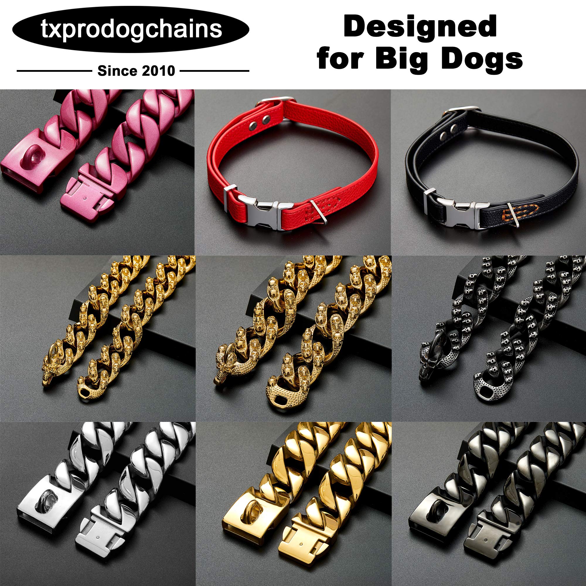 Txprodogchains Personality Chain Dog Collar With Unique Skulls Designer 22Mm Hand Polished Blacked Stainless Steel Link Chain Ne
