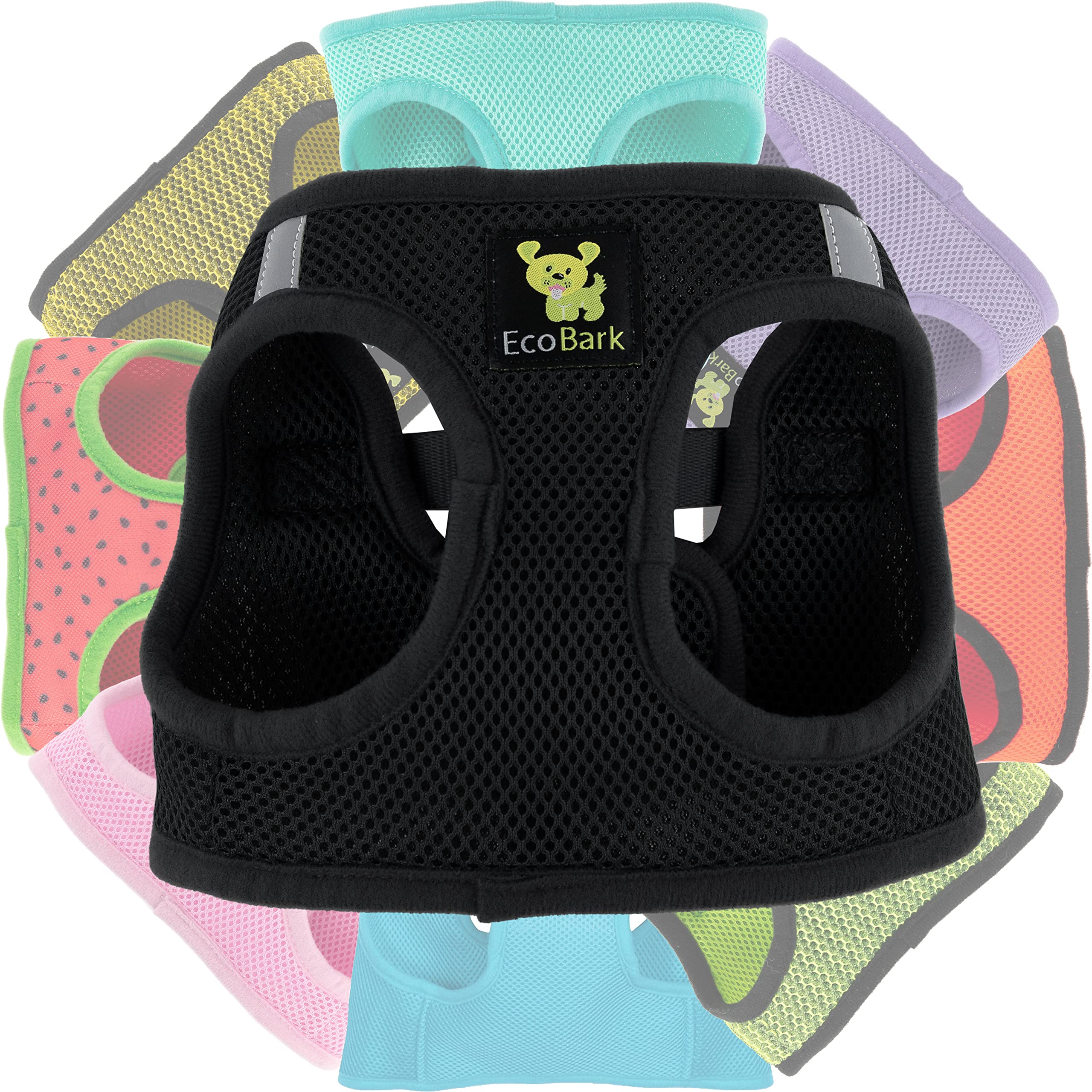 Ecobark Step In Dog Harness - Eco-Friendly Dog Harnesses For Xs, Small, And Medium Breed Dogs - Reflective And Adjustable Body Halter Vest - Soft Luxurious Mesh Toy Breed Harness (Black, Medium)
