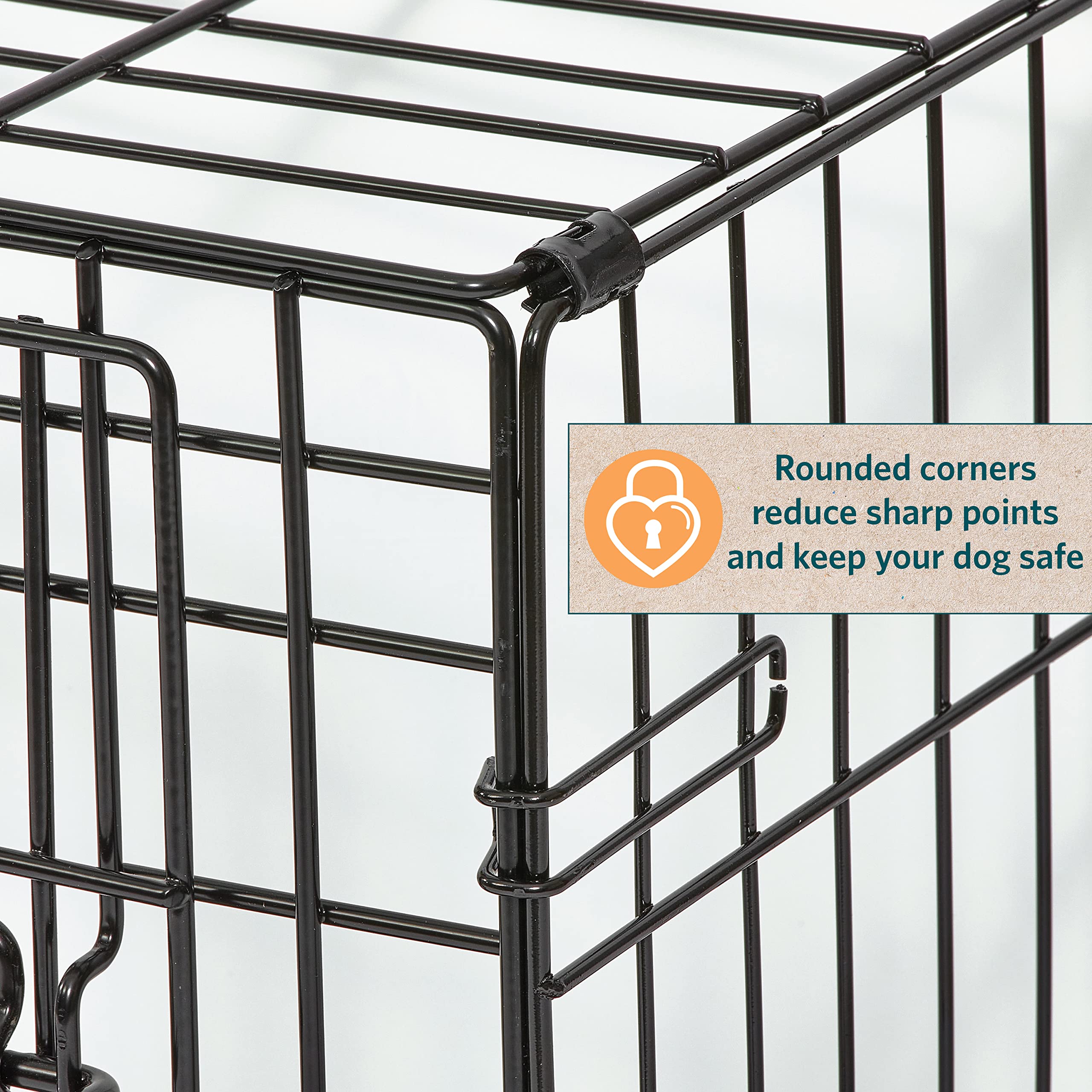 Midwest Homes For Pets Dog Crate | Life Stages 36' Folding Metal Divider Panel, Floor Protecting Feet, Leak-Proof Pan 36L X 23W 25H Inches, Intermediate Breed, Black
