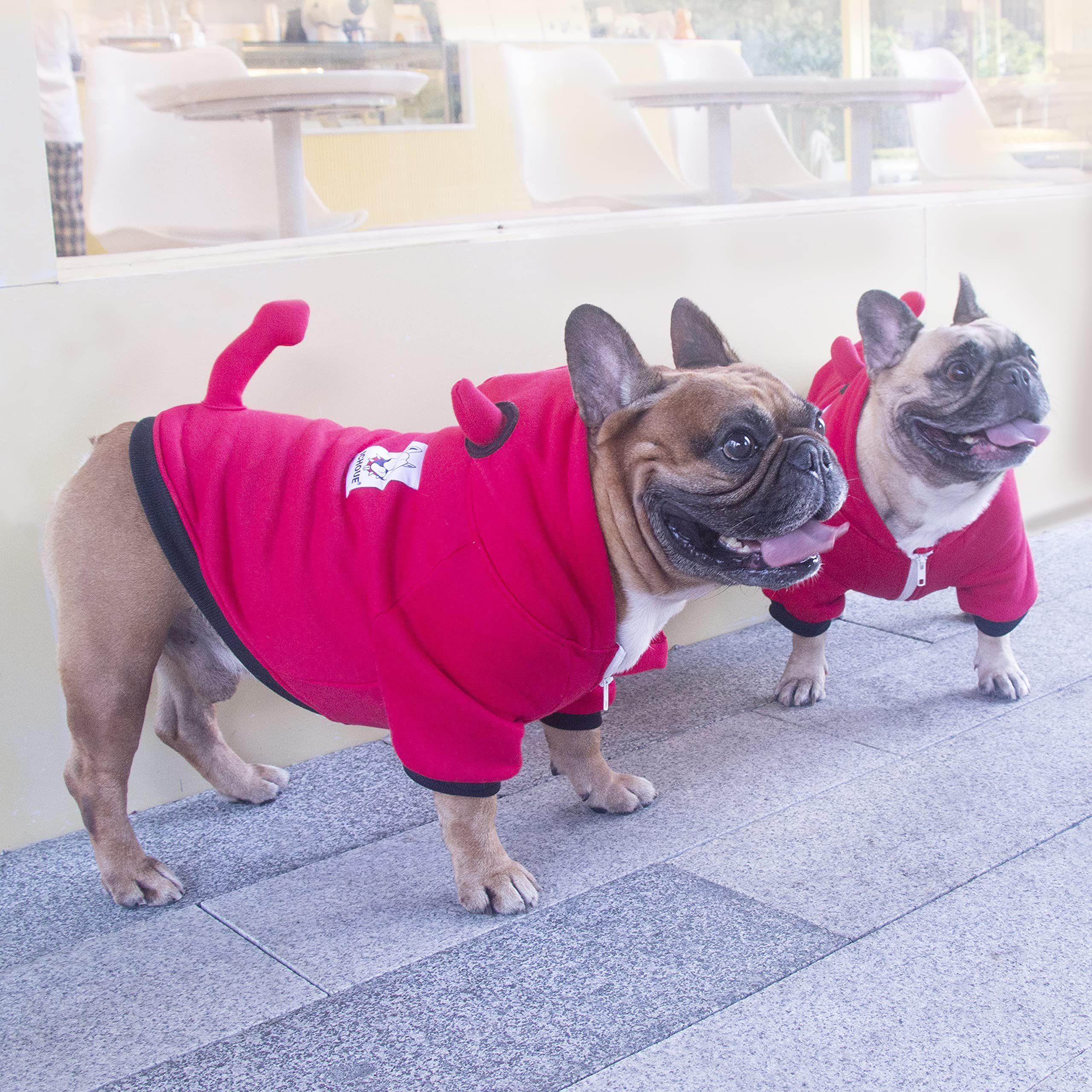 Ichoue I Am A French Bulldog Dog Little Devil Costumes Clothes Sweater Cute Funny For Small Dogs Cold Weather Winter Coats Hoodies Frenchie English Pug Pitbull Corgi Puppy - Red, Medium
