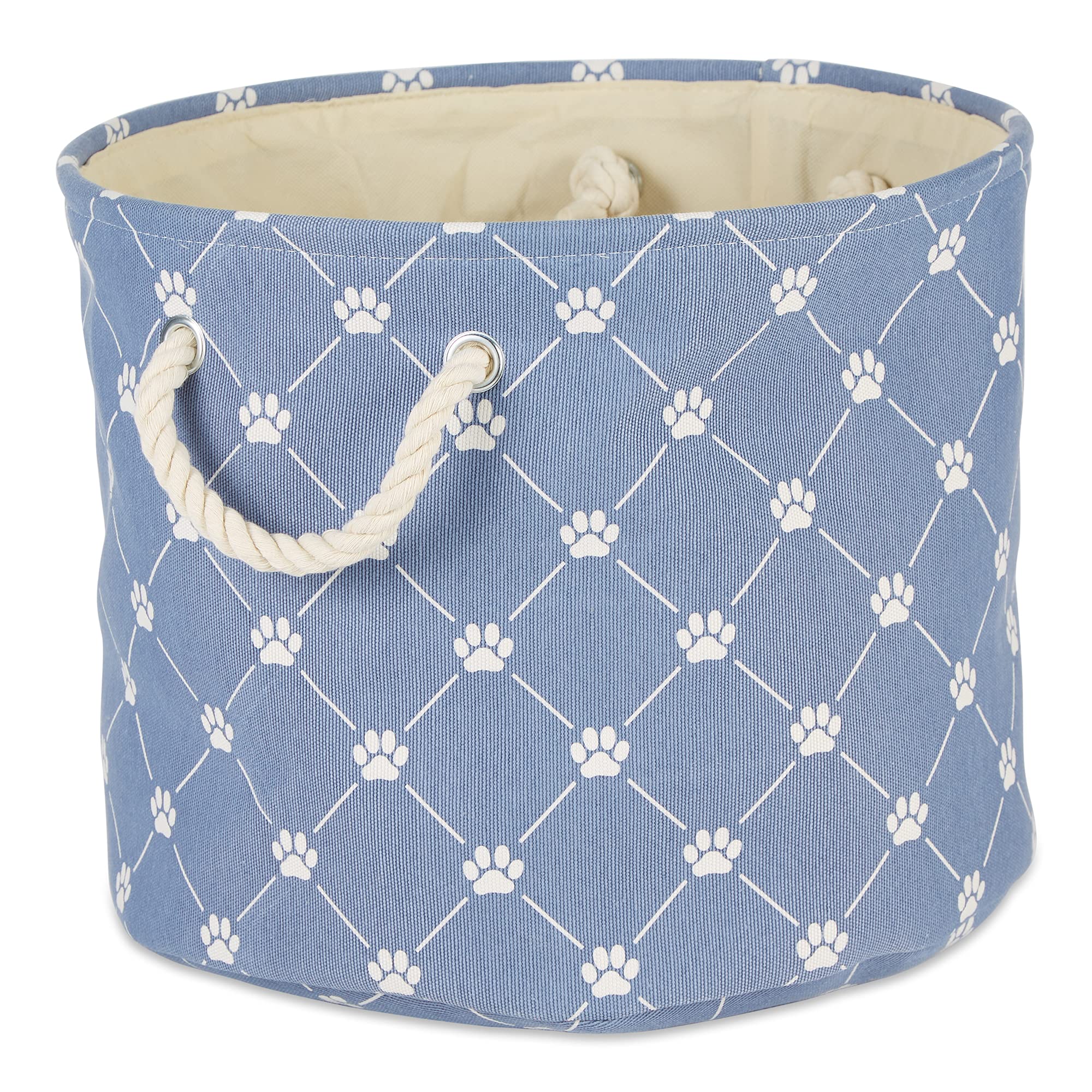 Bone Dry Pet Storage Paw And Bone, Trellis Collection, Large Round, 15X18X18, Stonewash Blue