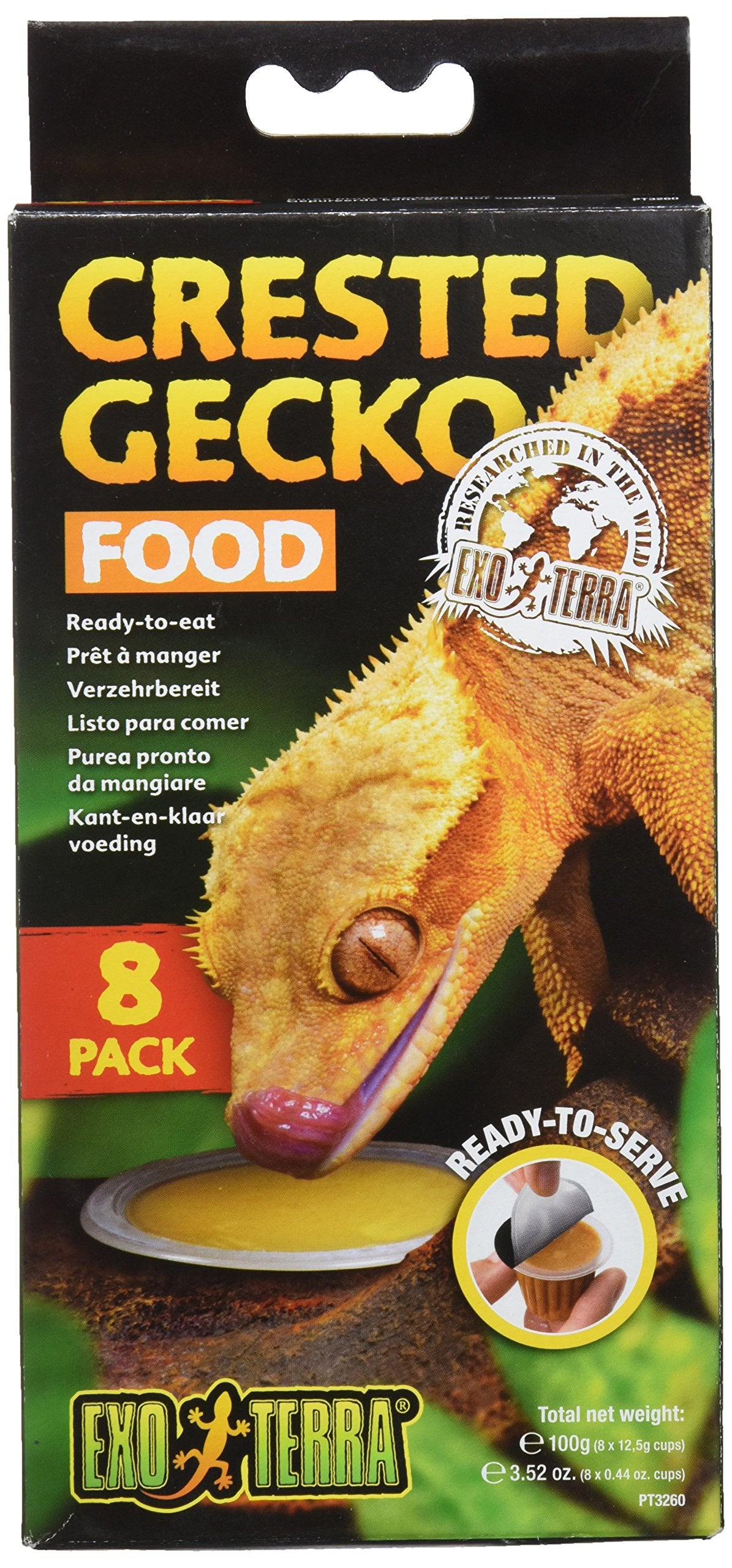 Exo Terra Crested Gecko Food - Ready-to-Eat, Nutritious Gecko Diet with Real Fruits & Protein, Supports Bone Strength & Egg-Layi