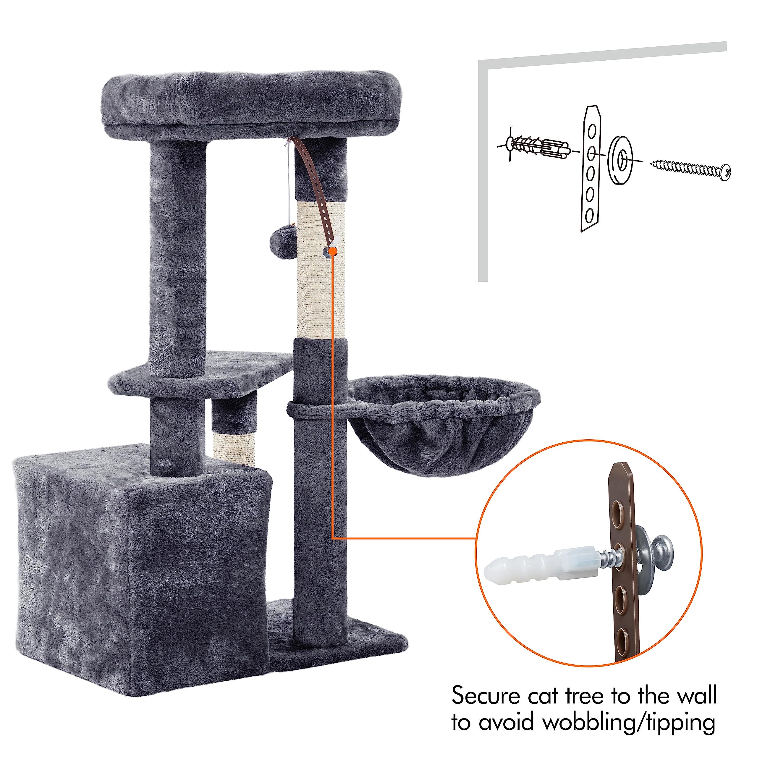 Topeakmart Cat Tree 33In Cat Tower, Multi-Level Cat Condo With Extra Scratch Boards And Sisal Posts As Kitty Activity Center