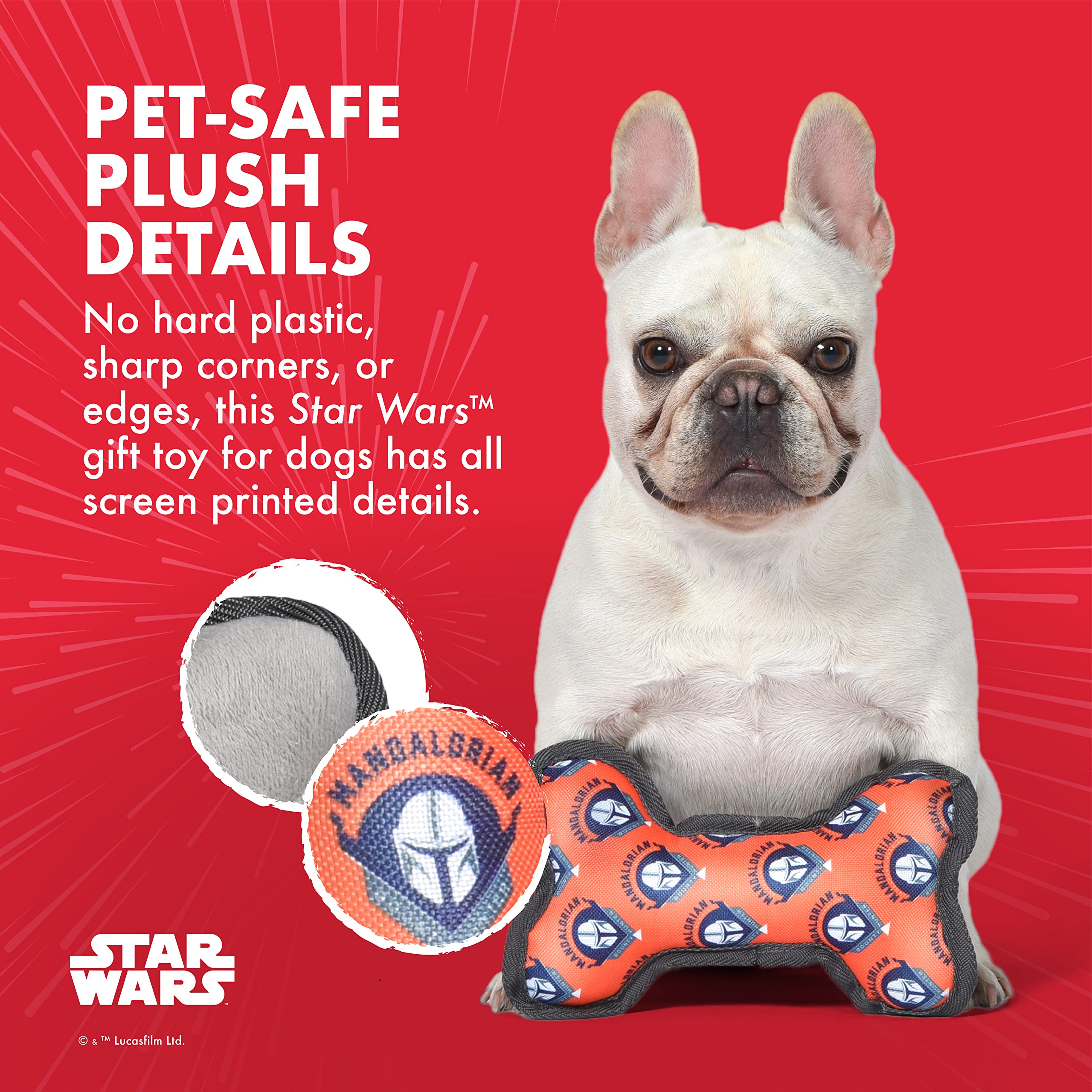 Star Wars The Mandalorian: Mando Oxford Bone Squeak Toy Dog Toy From Star Wars & The Mandalorian Bone-Shaped Squeaker Toy Star W