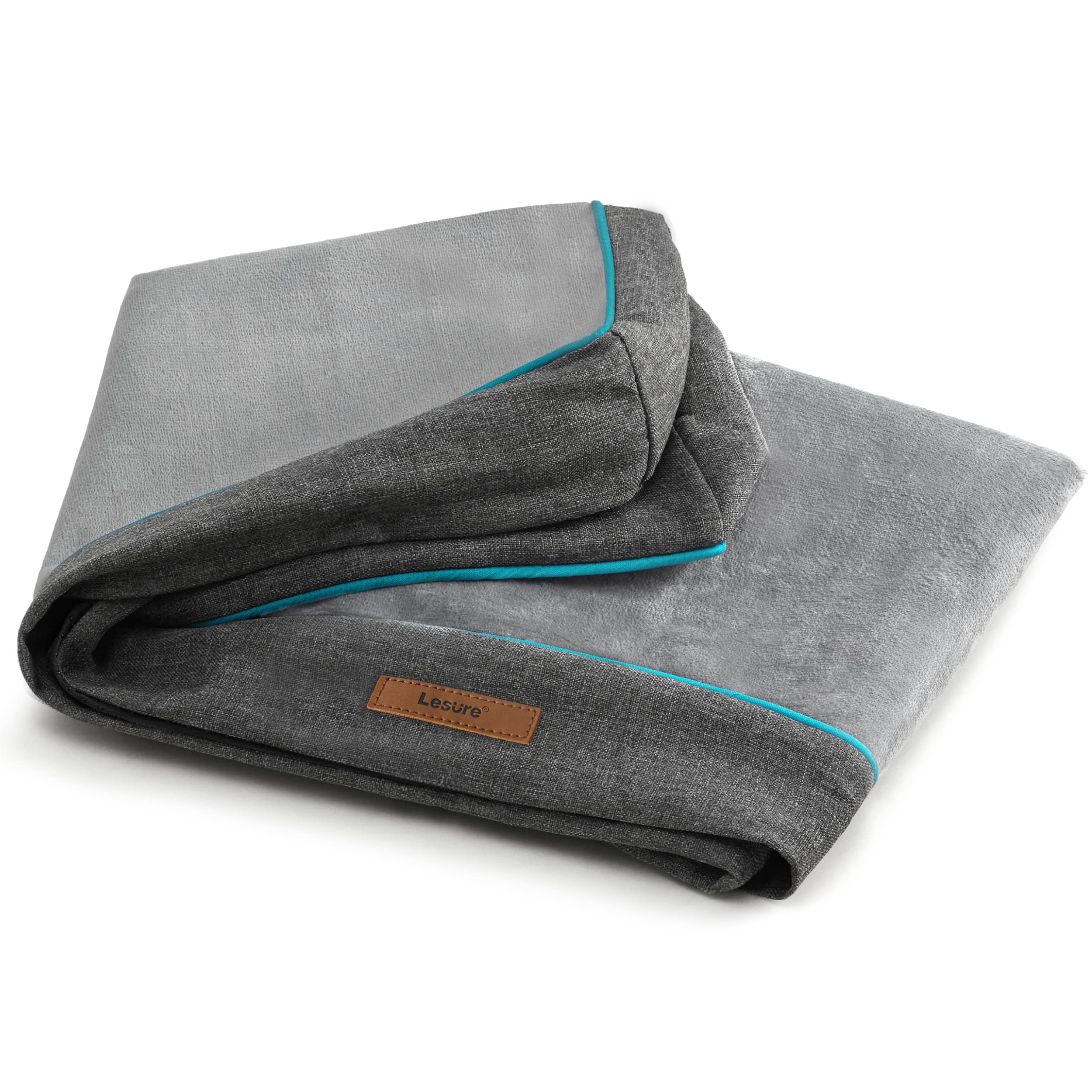 Lesure Dog Bed Cover Flannel Extra Large Washable Plush Fleece Replacement Cover For Orthopedic Pet Mat 41X29X3.5 Inches, Grey