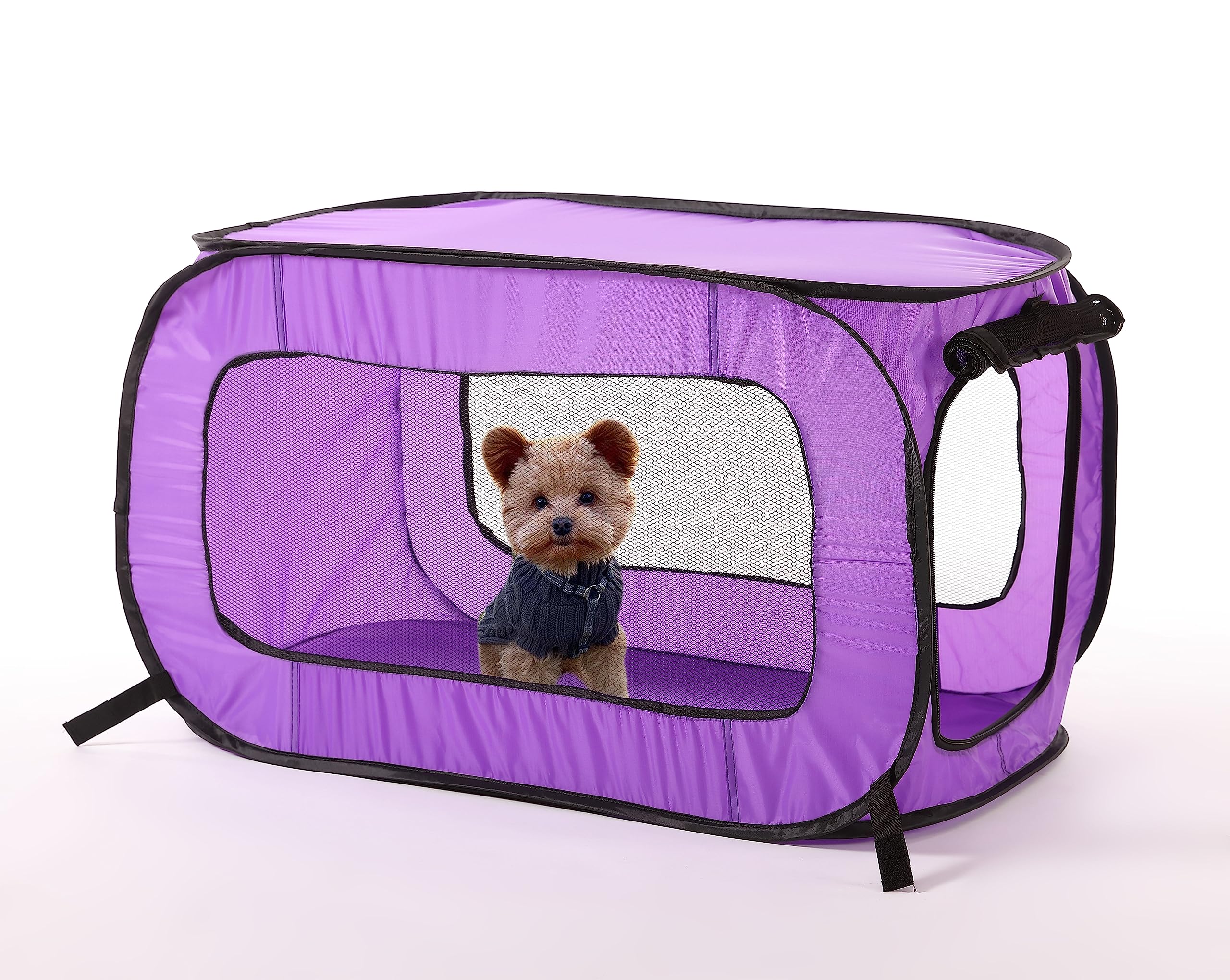 Beatrice Home Fashions Portable, Collapsible, Pop Up Travel Pet, Cat And Dog Kennel, 32.5' L X 19.5' W X 19.5' H, Purple