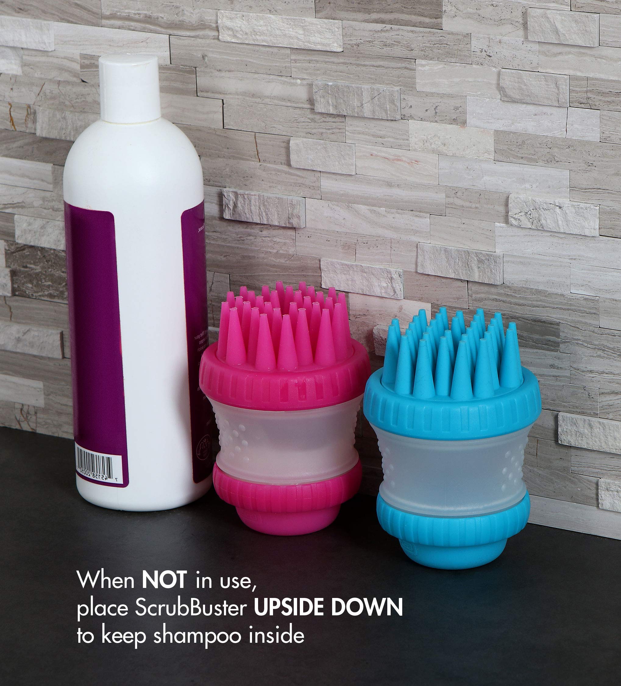 Dexas Scrubbuster Silicone Dog Washing Brush With Built-In Shampoo Reservoir, Pink