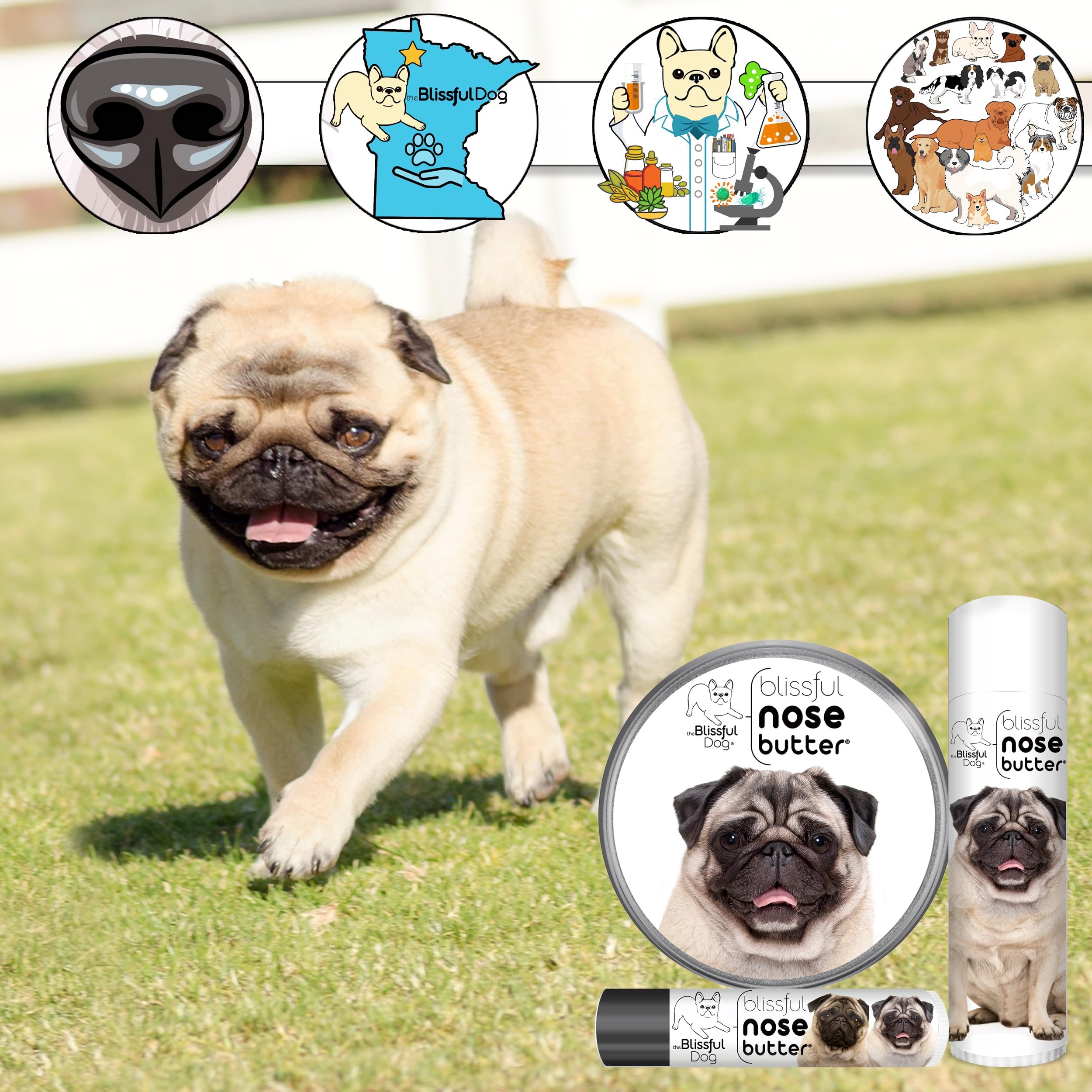 The Blissful Dog Fawn Pug Unscented Nose Butter - Dog Nose Butter