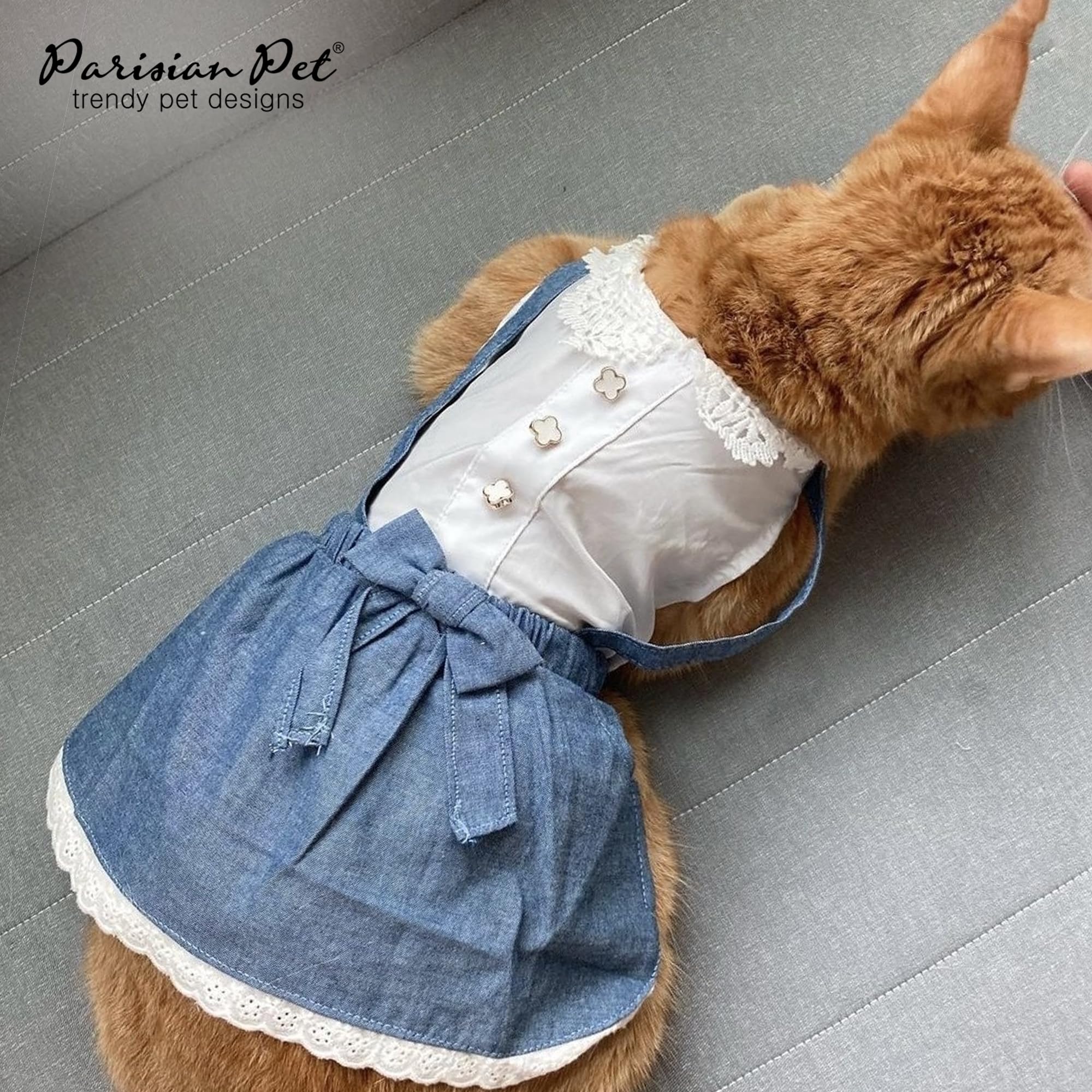 Parisian Pet Chambray Overall Dress - Lightweight And Fashionable Summer Clothes For Large Dogs - Sleeveless Overalls Girl Xl